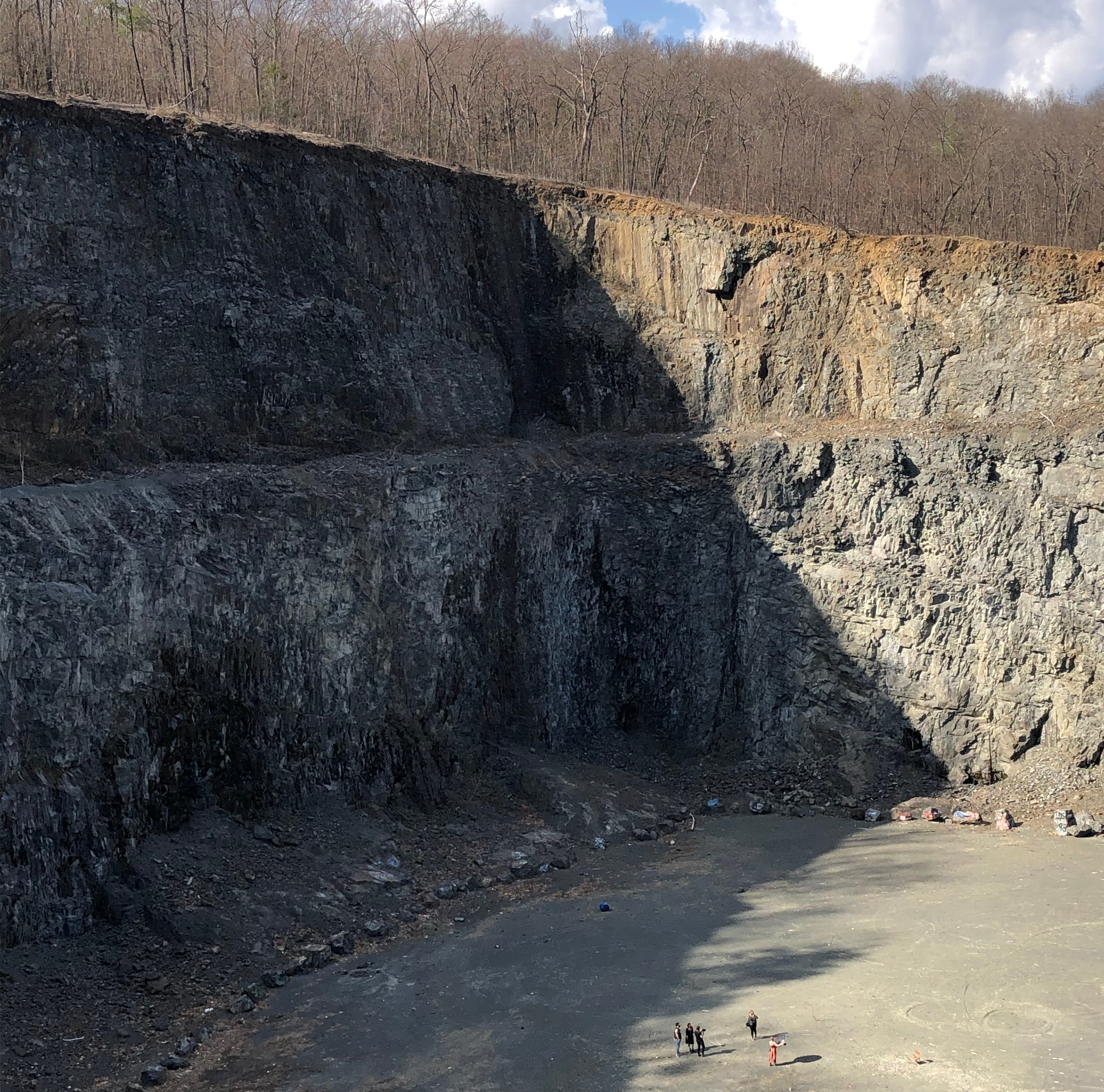 People use the bottom of the Mt. Tom quarry as the setting for a photo shoot.