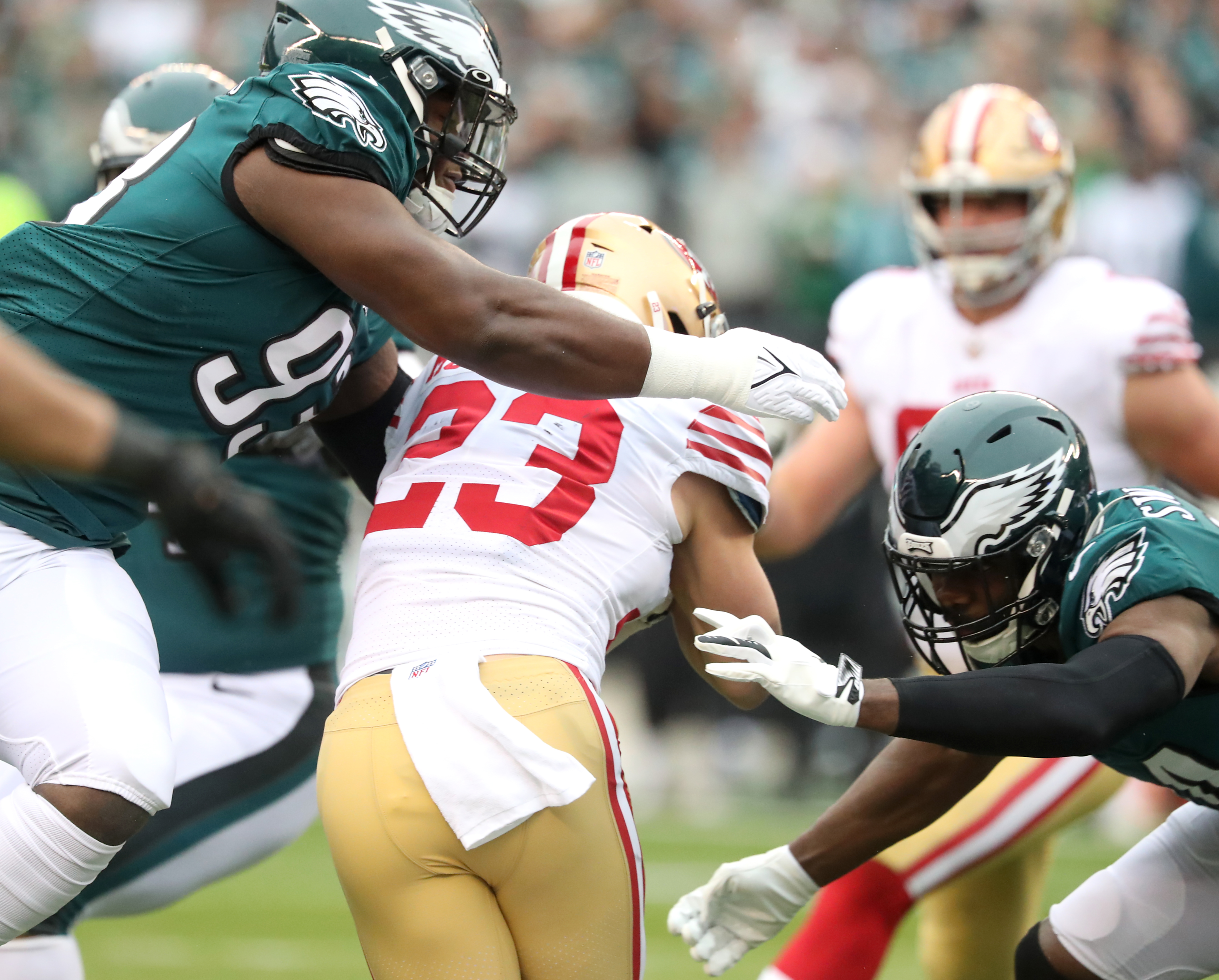 PHILADELPHIA, USA, JANUARY 18, 2023: San Francisco 49ers vs. Philadelphia  Eagles. NFL Conference Championship Poster for Final of NFC 2023 Stock  Photo - Alamy