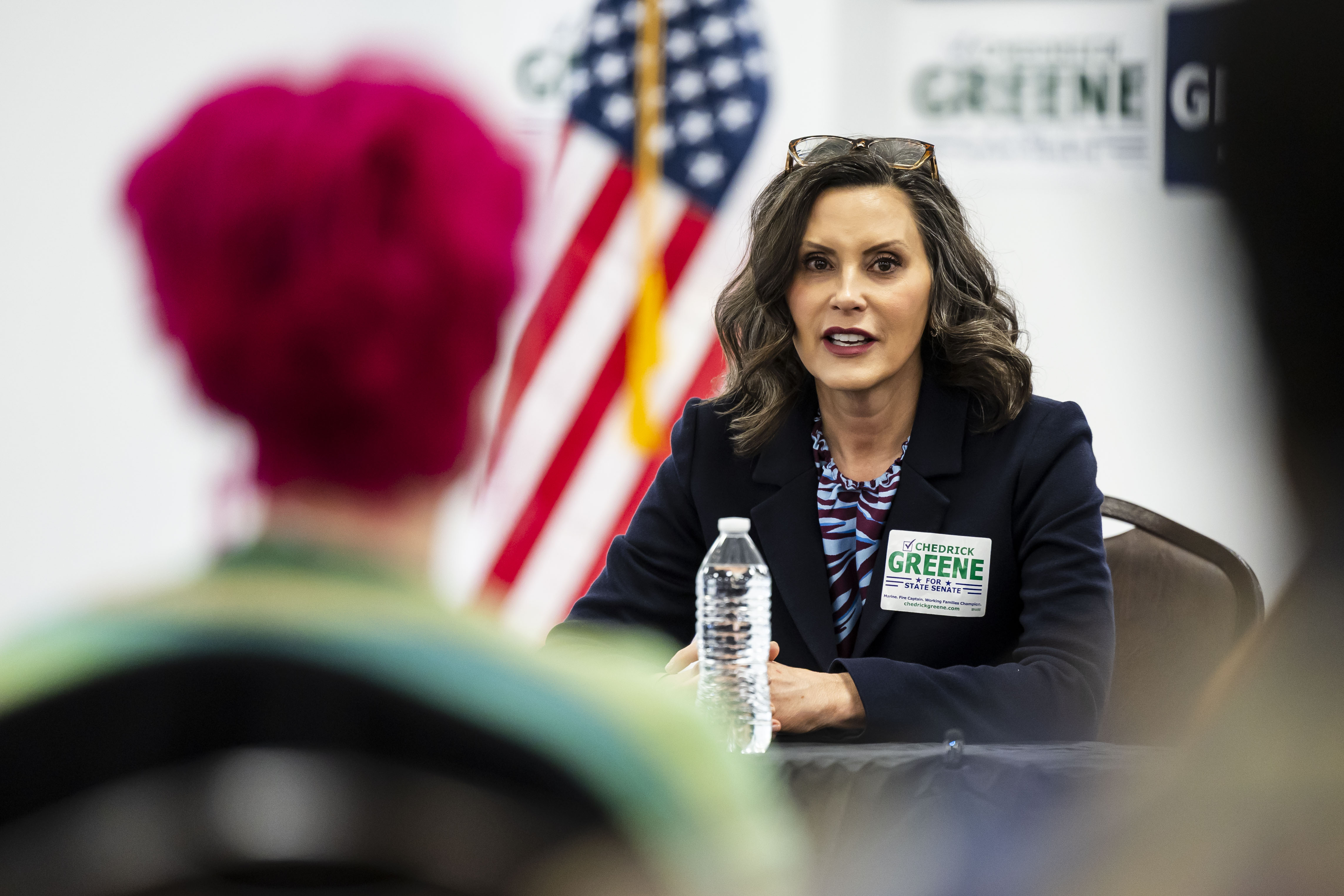 Gov. Whitmer and state Senate candidate Chedrick Greene hold roundtable ...