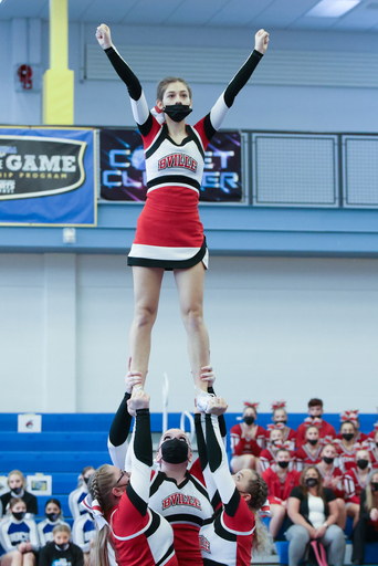 Baldwinsville High School cheerleaders perform during the Cheerleading Section III Championship at Sandy Creek Central School District Saturday, November 6, 2021. Marilu Lopez Fretts | Contributing Photographer Marilu Lopez Fretts