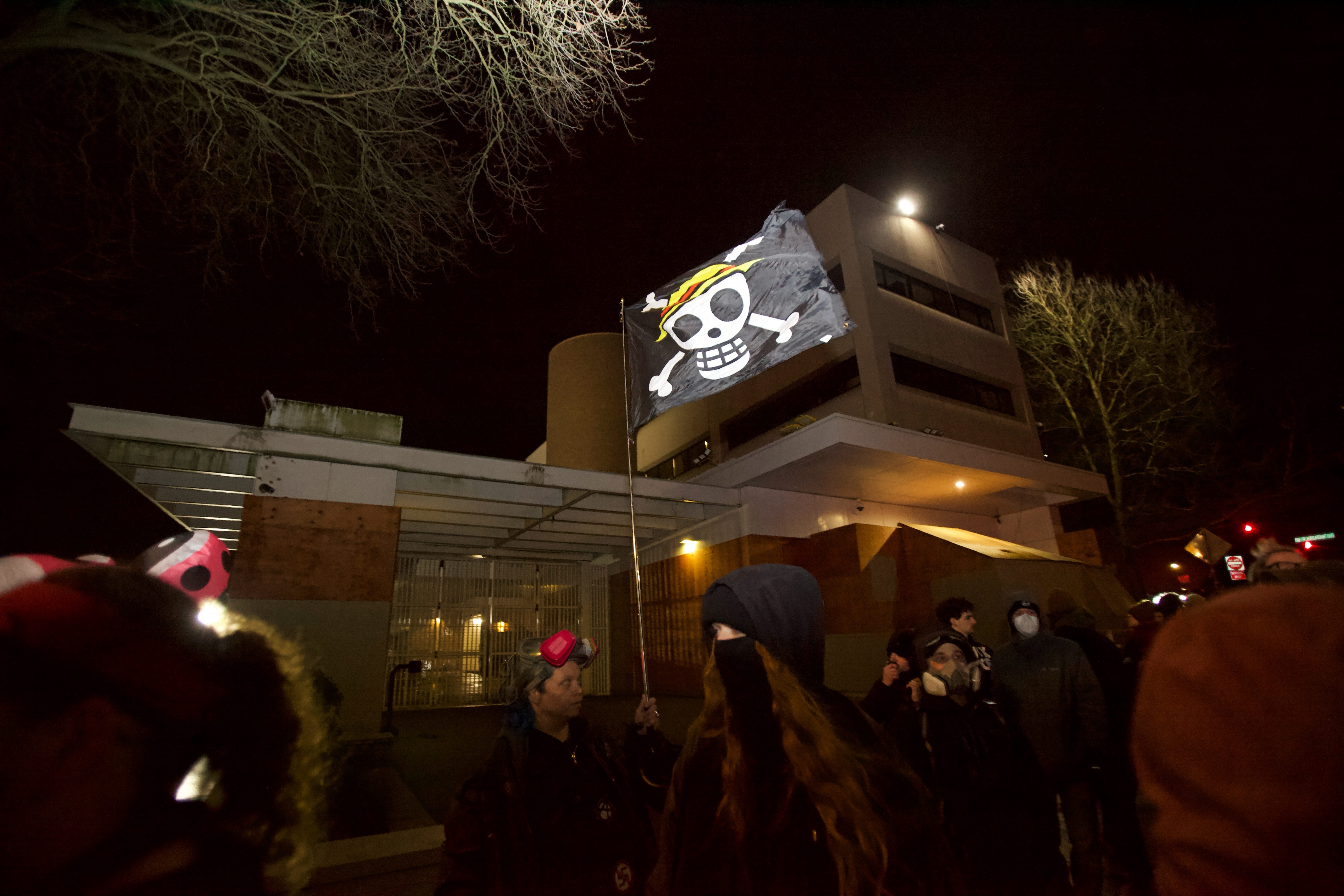 Portland Protest at ICE facility after 2 shot by Border Patrol ...