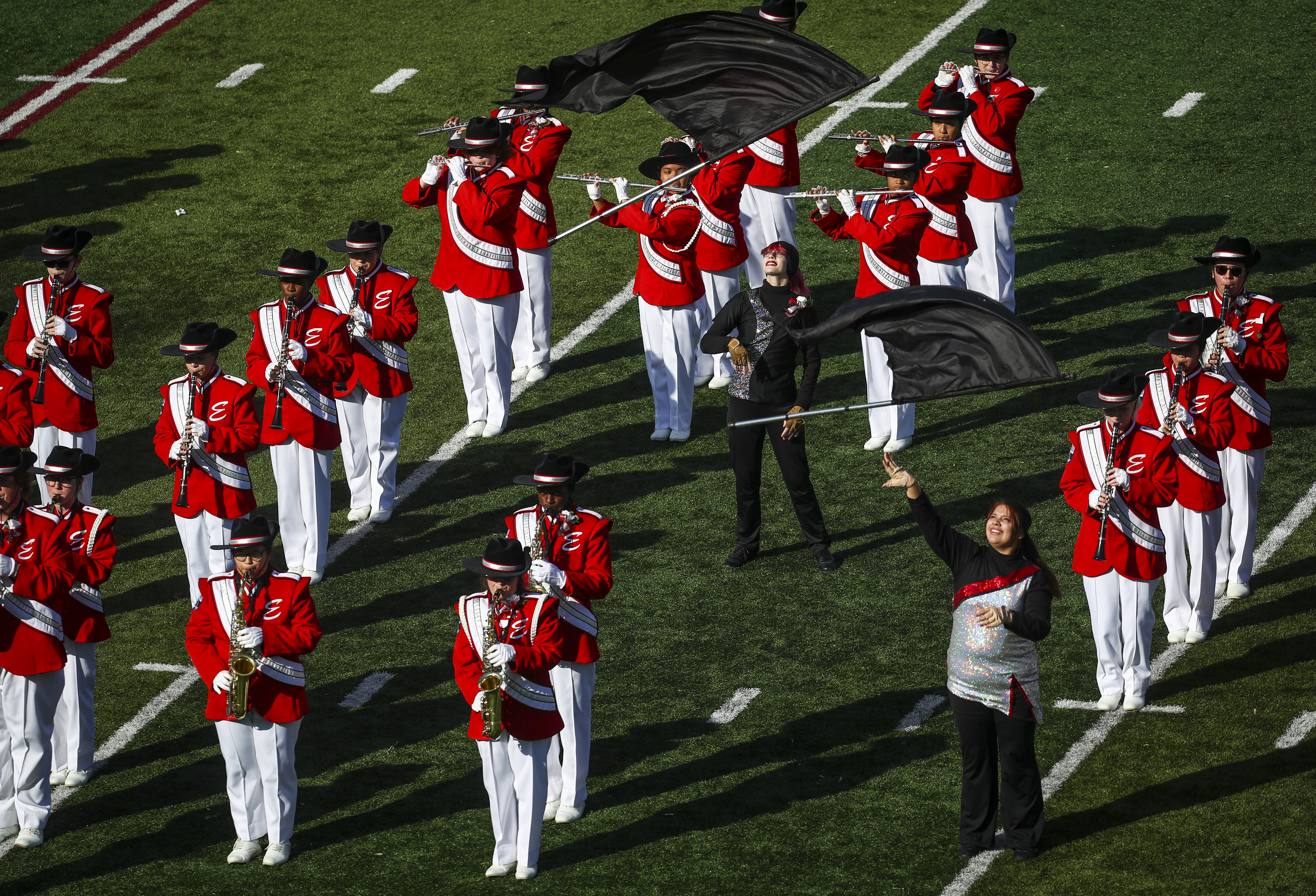 Marching bands perform at halftime of 2022 Easton-P'burg Thanksgiving  football game 