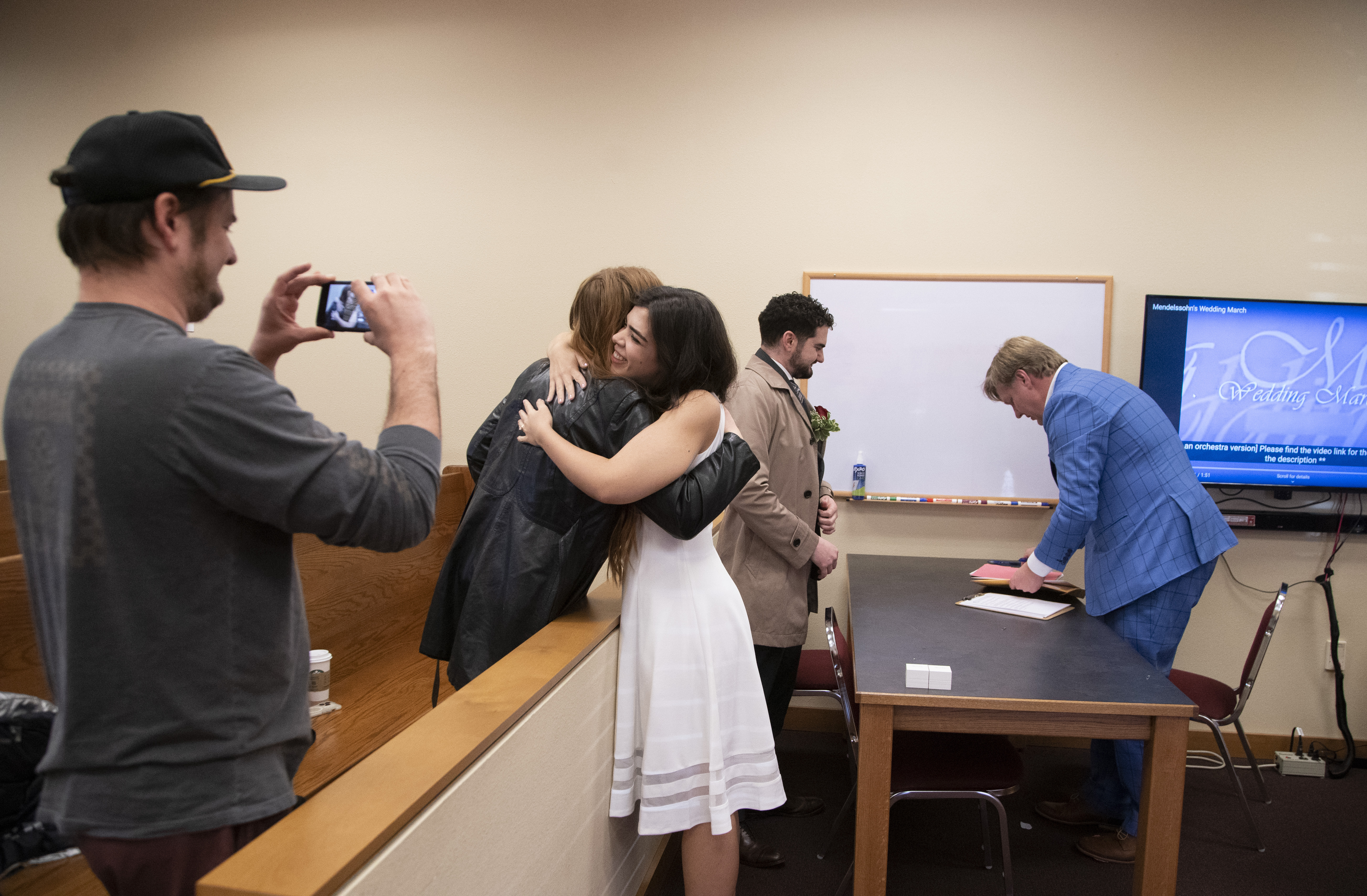 Wedding ceremonies were conducted throughout the day at the Marion County Justice Court in Salem, February 14, 2023. Beth Nakamura/The Oregonian
