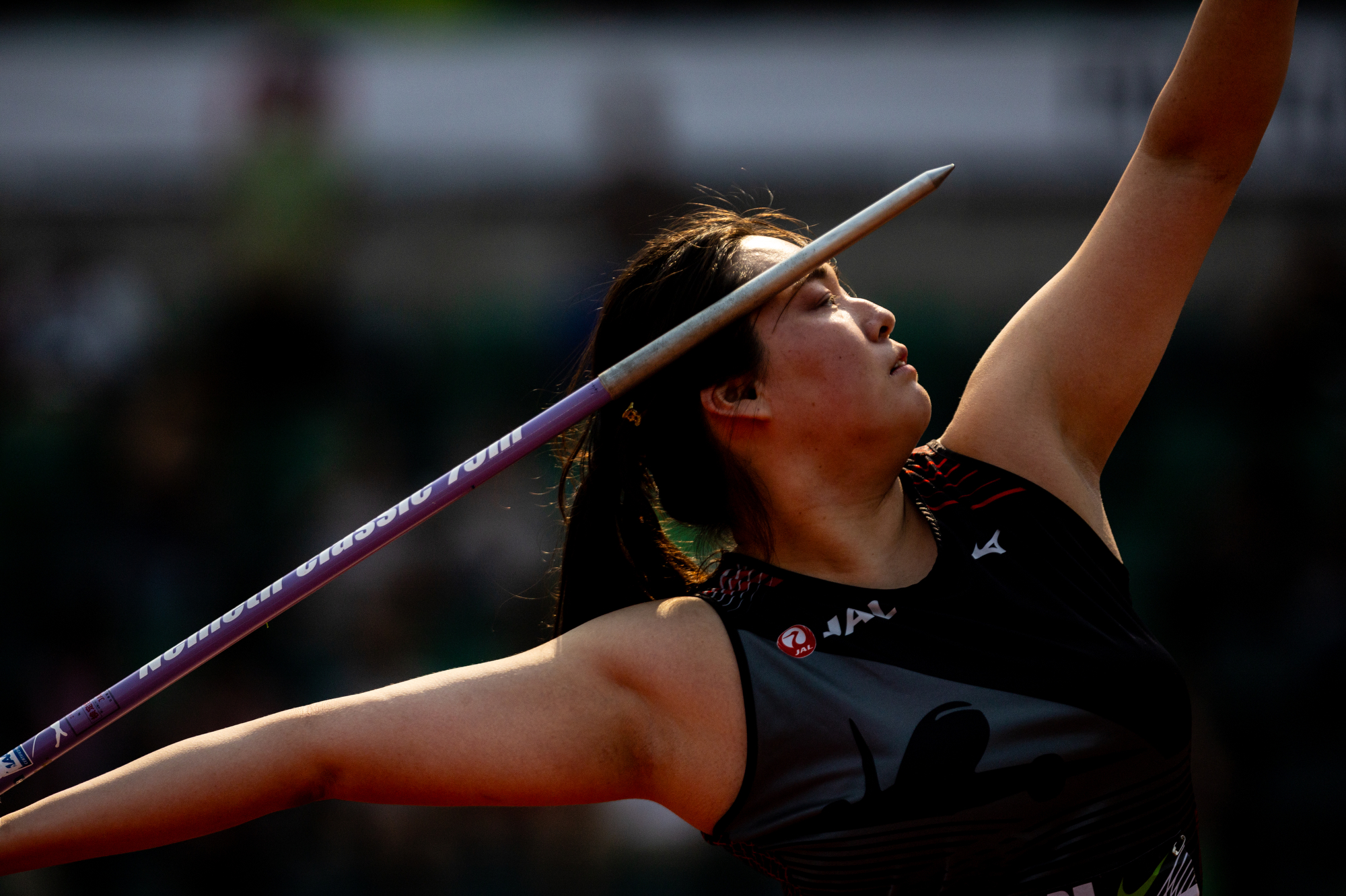 Japan's Haruka Kitaguchi competes in the women's javelin during the Prefontaine Classic track and field meet on Saturday, Sept. 16, 2023, at Hayward Field in Eugene. Kitaguchi won the event.