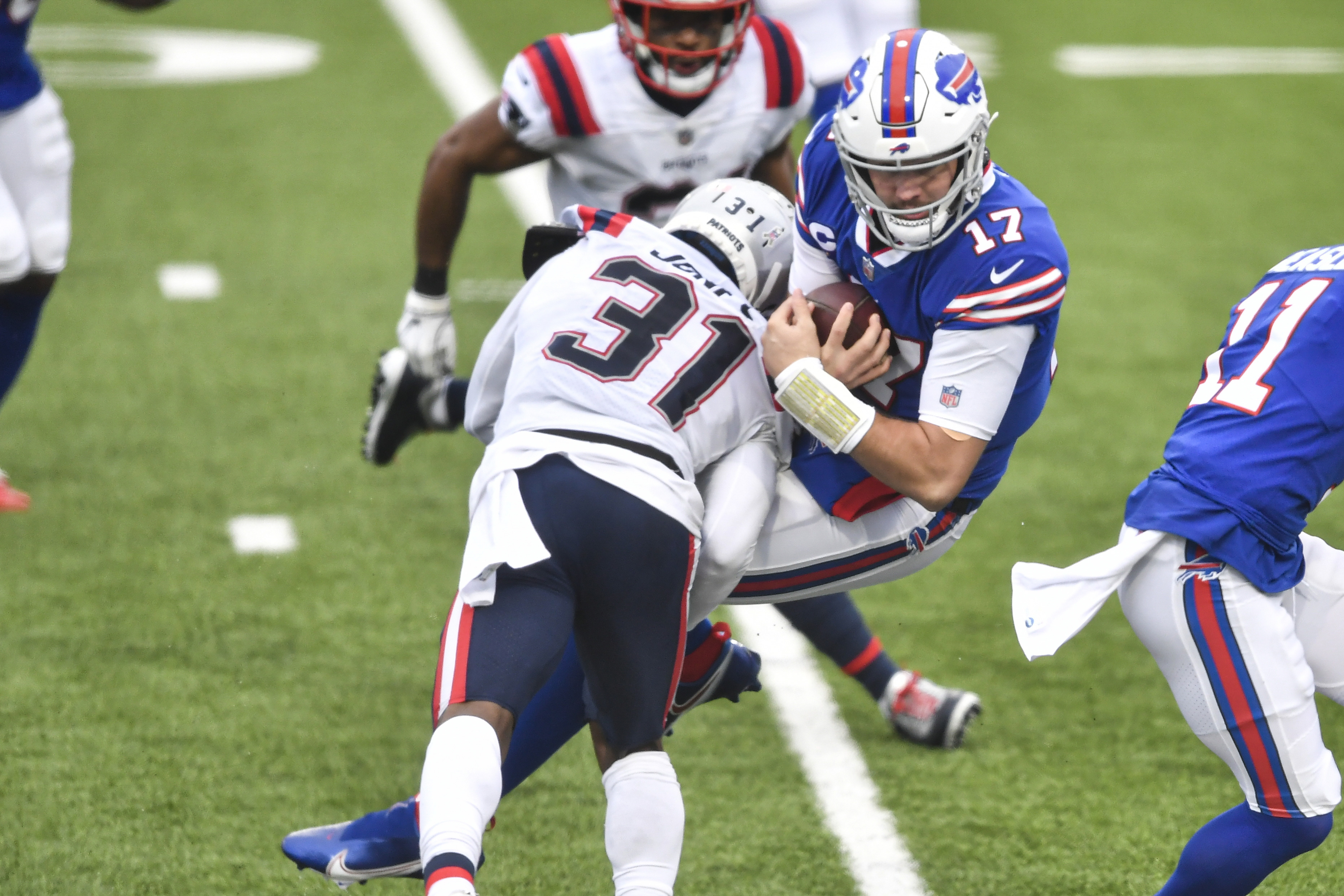 Justin Zimmer forces Cam Newton fumble as Bills beat Patriots 24-21