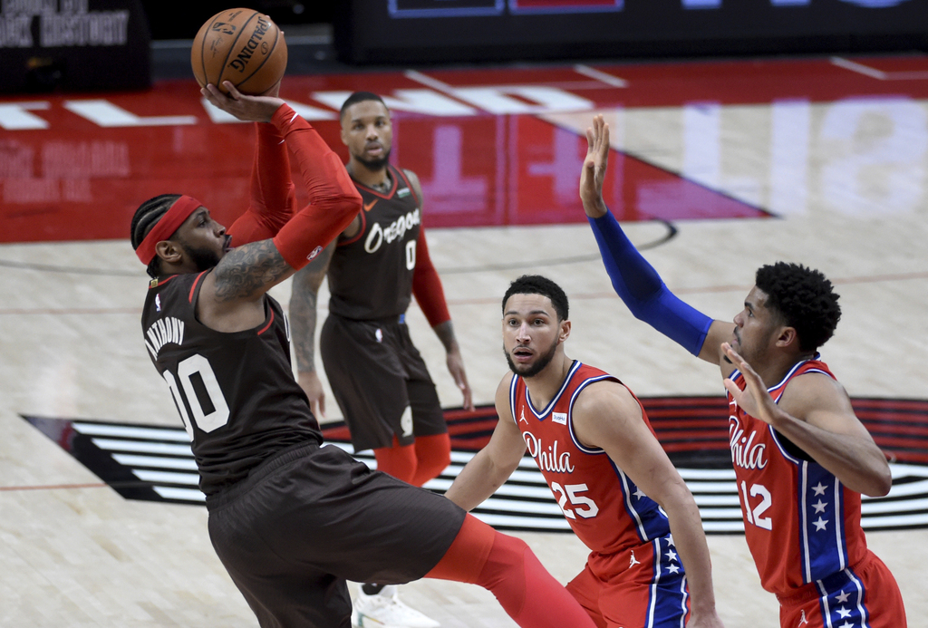 Carmelo Anthony Portland Trail Blazers Unsigned Dunk vs. Sacramento Kings  Photograph 