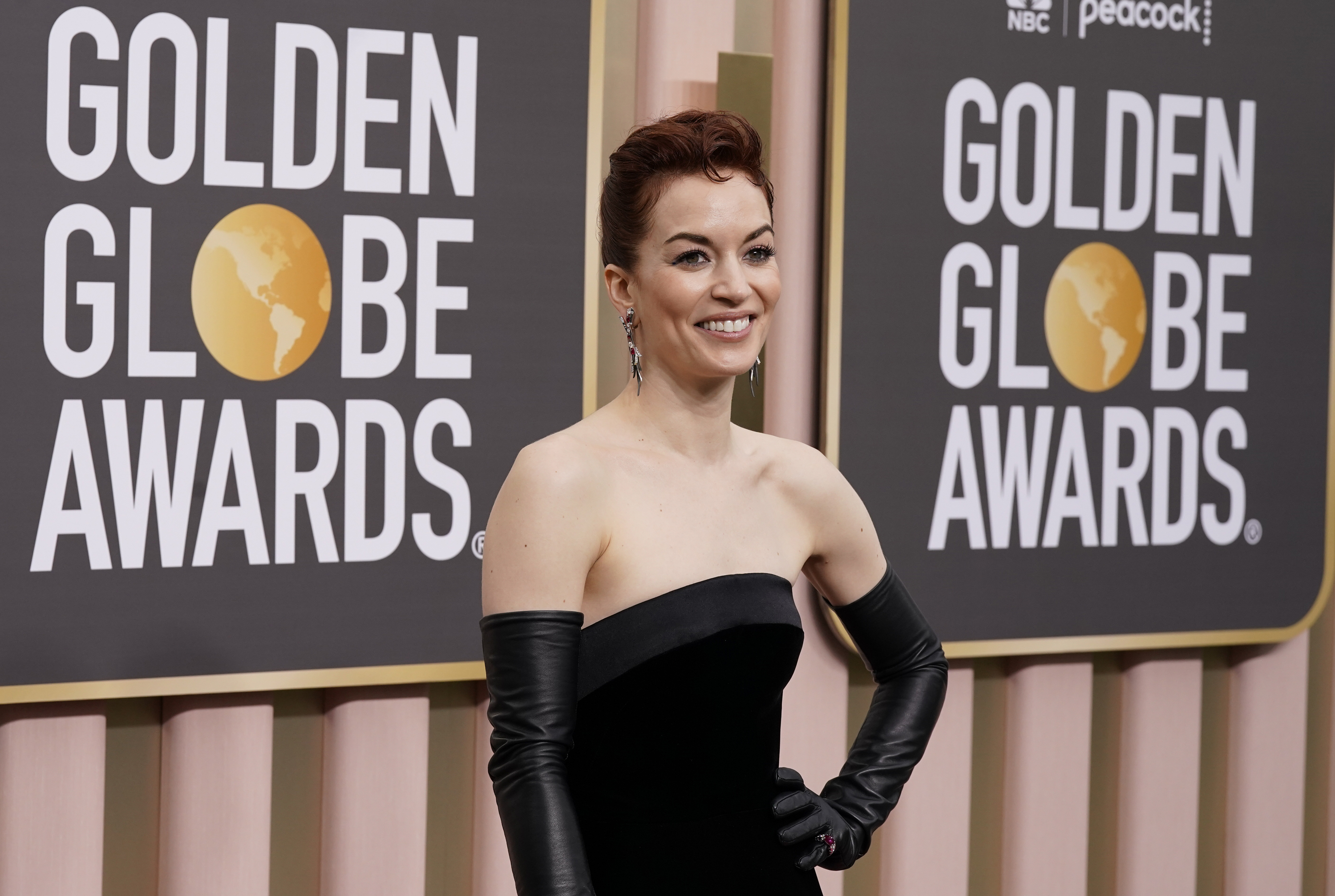Britt Lower arrives at the 80th annual Golden Globe Awards at the Beverly Hilton Hotel on Tuesday, Jan. 10, 2023, in Beverly Hills, Calif. (Photo by Jordan Strauss/Invision/AP)