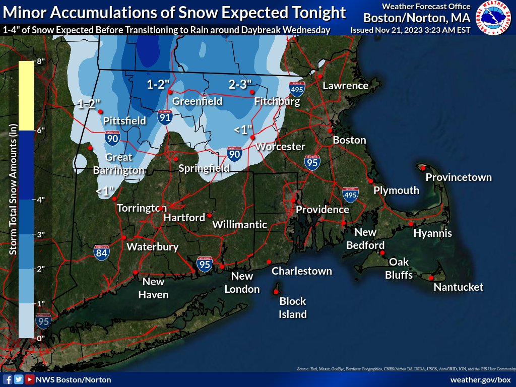 Here’s how much snow Massachusetts got in preThanksgiving storm News 413