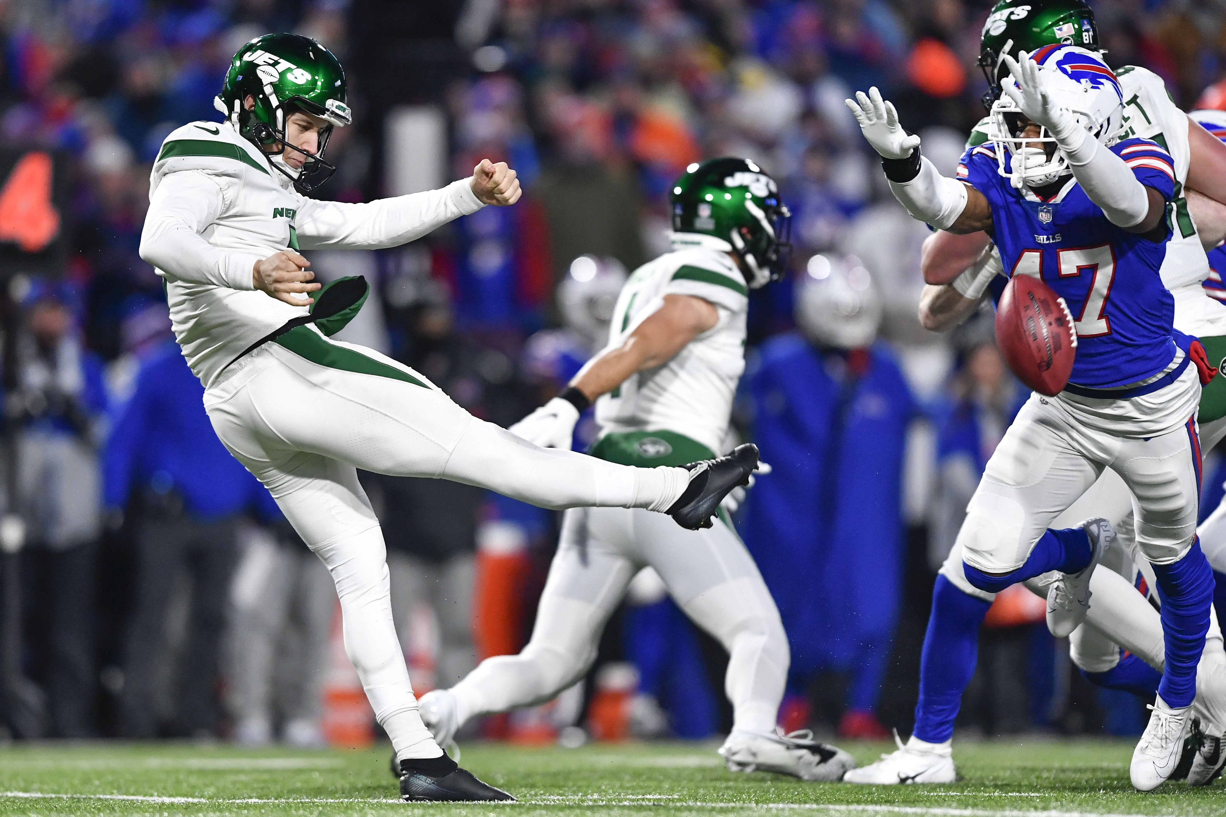 Buffalo Bills tackle Dion Dawkins (73) runs on the field during the second  half of an NFL football game against the New York Jets in Orchard Park,  N.Y., Sunday, Dec. 11, 2022. (