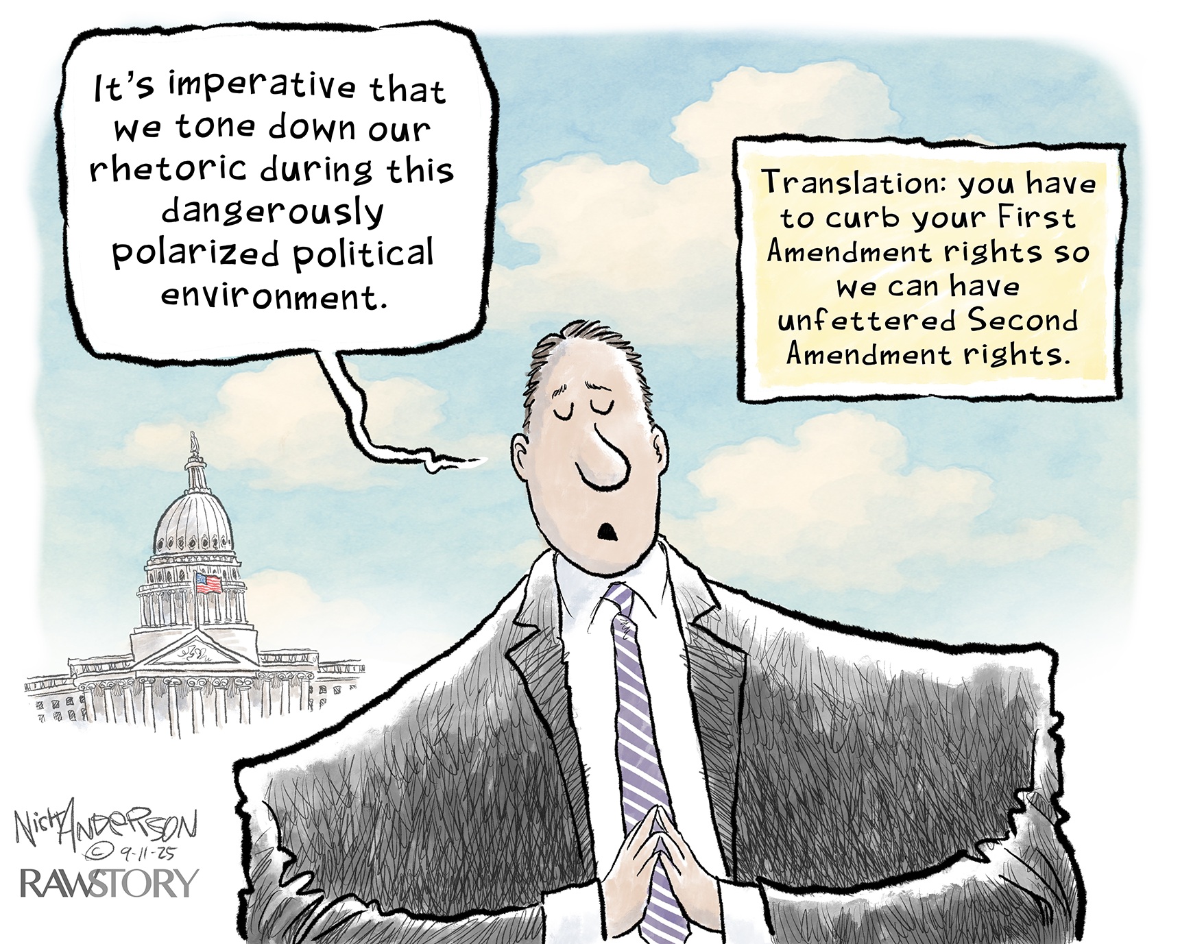 Charlie Kirk shooting, lewd Epstein drawing, RFK and vaccines: Editorial  cartoons for Sept. 14, 2025 - syracuse.com, image size:1721x1377