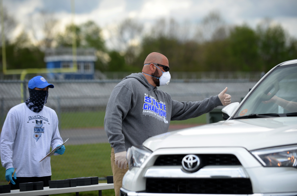 Hammonton High School football players receive their State Championship