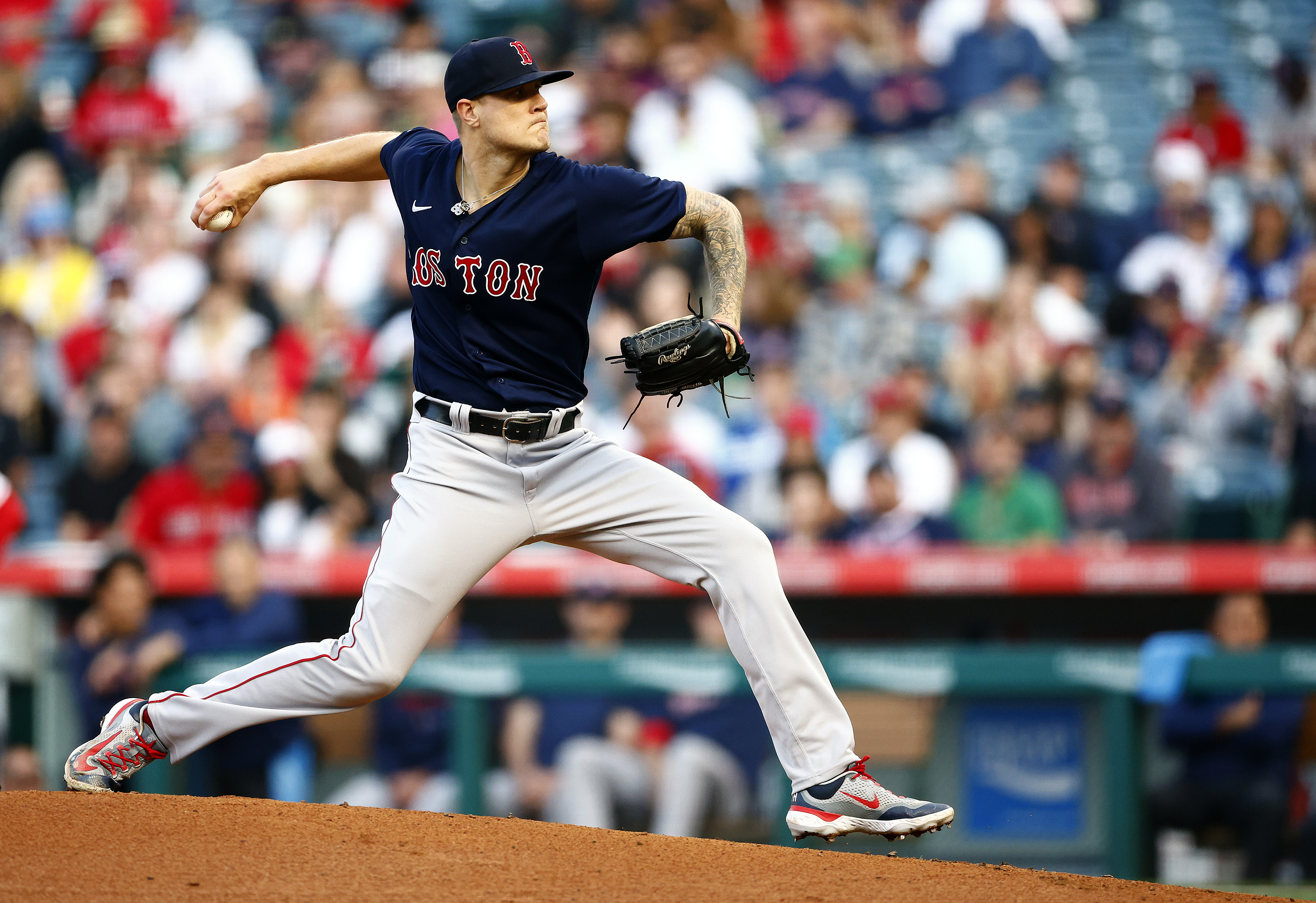 Boston Red Sox starting pitcher Tanner Houck (89) stands off the