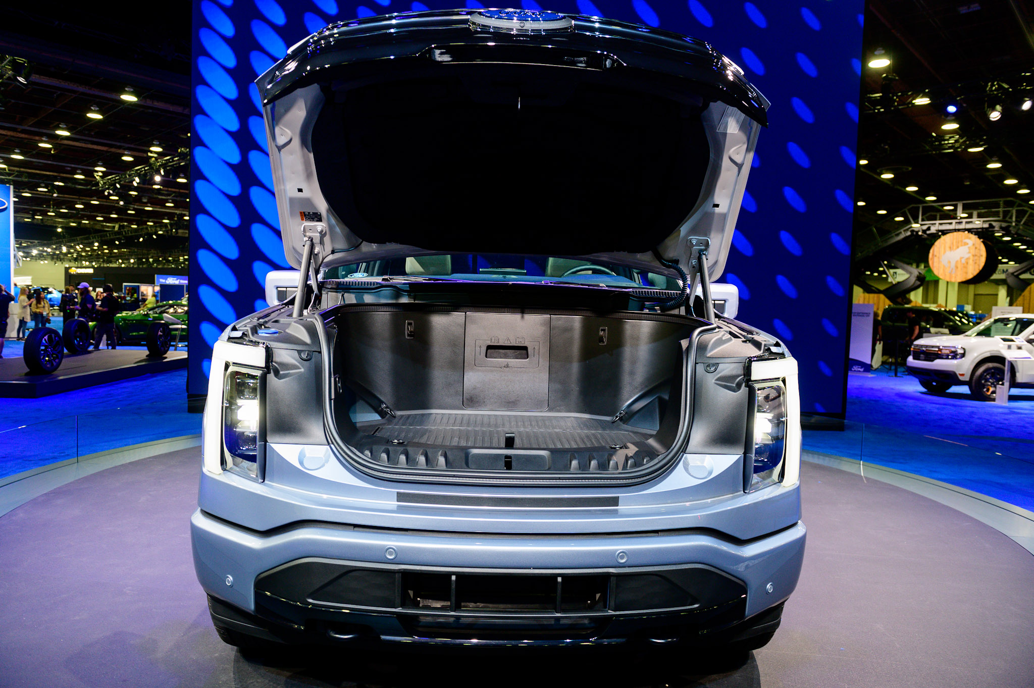 The frunk of a Ford F-150 Lightning as tghe 2022 North American International Auto Show begins with media preview day at Huntington Place in Detroit on Wednesday, Sept. 14 2022.