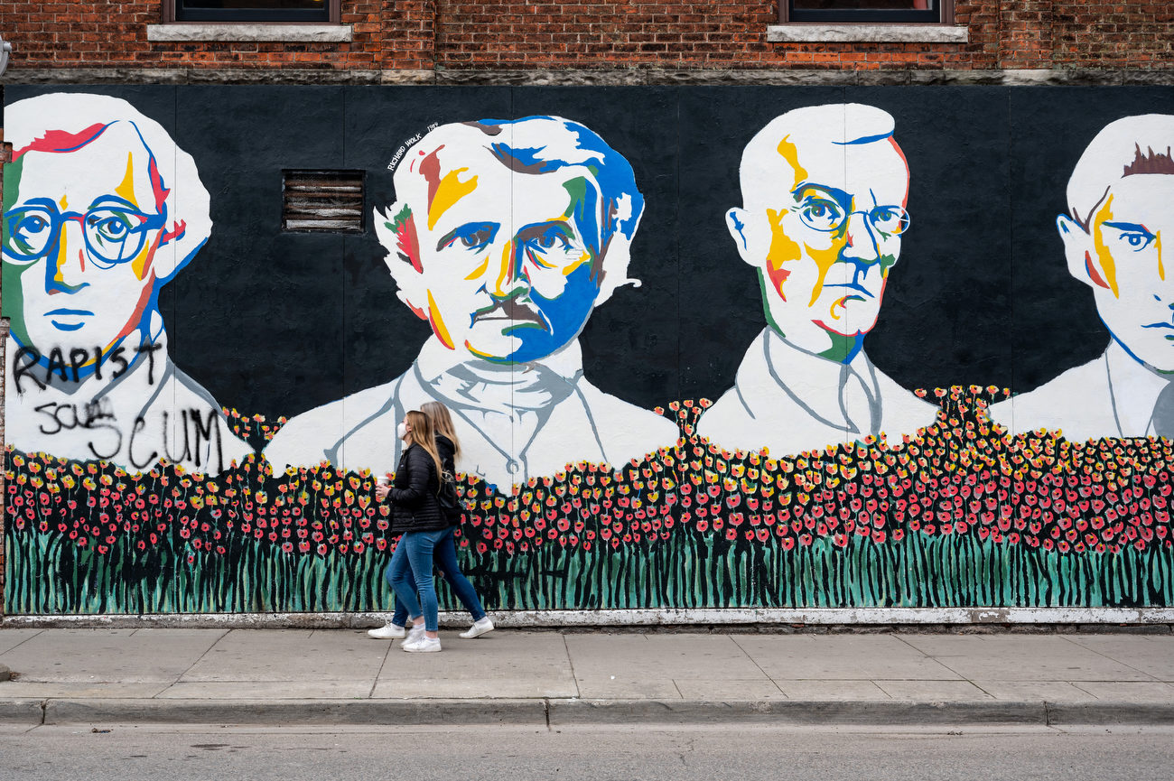 Mural featuring Woody Allen defaced again in Ann Arbor