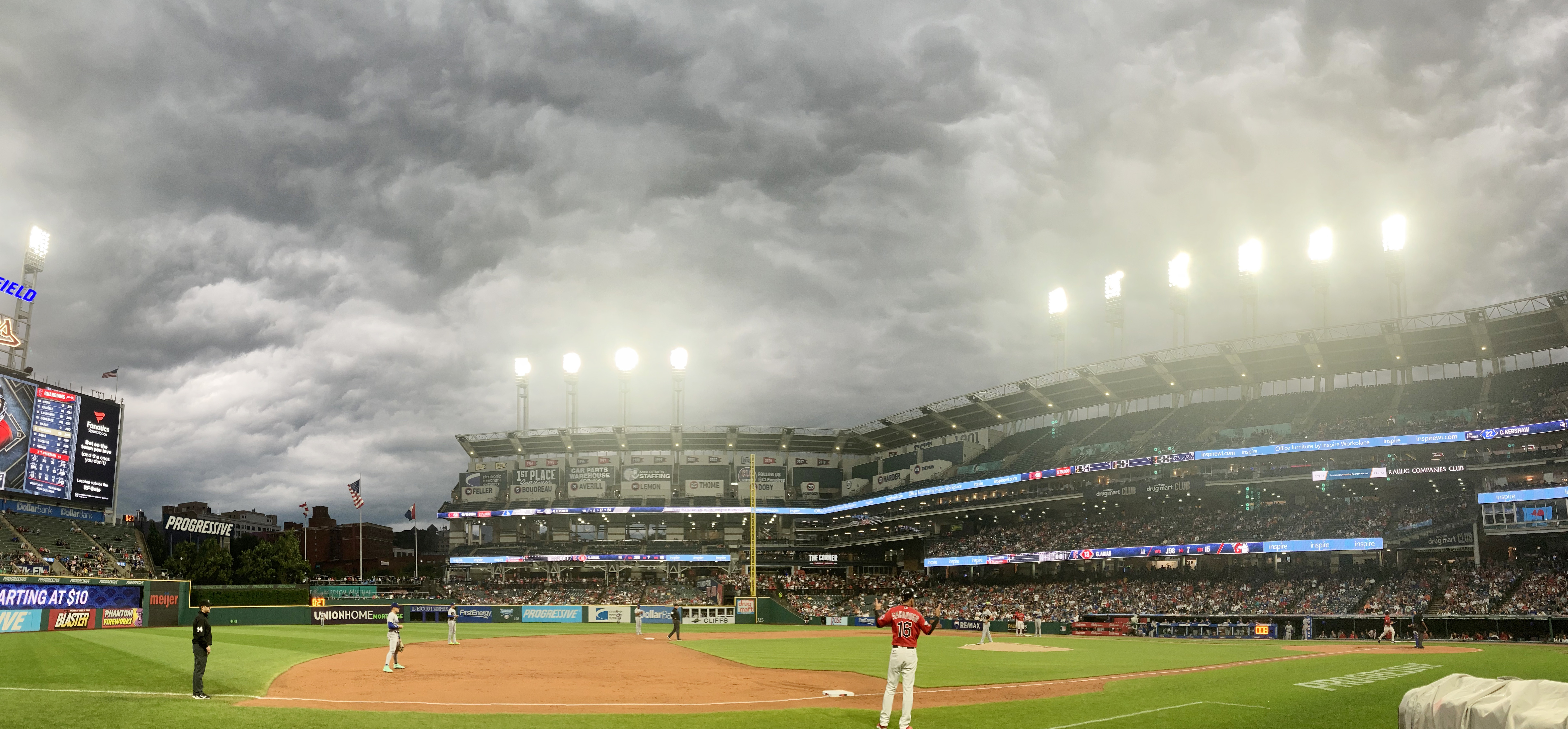 Dodgers-Guardians suspended by rain after 2 innings, set to resume