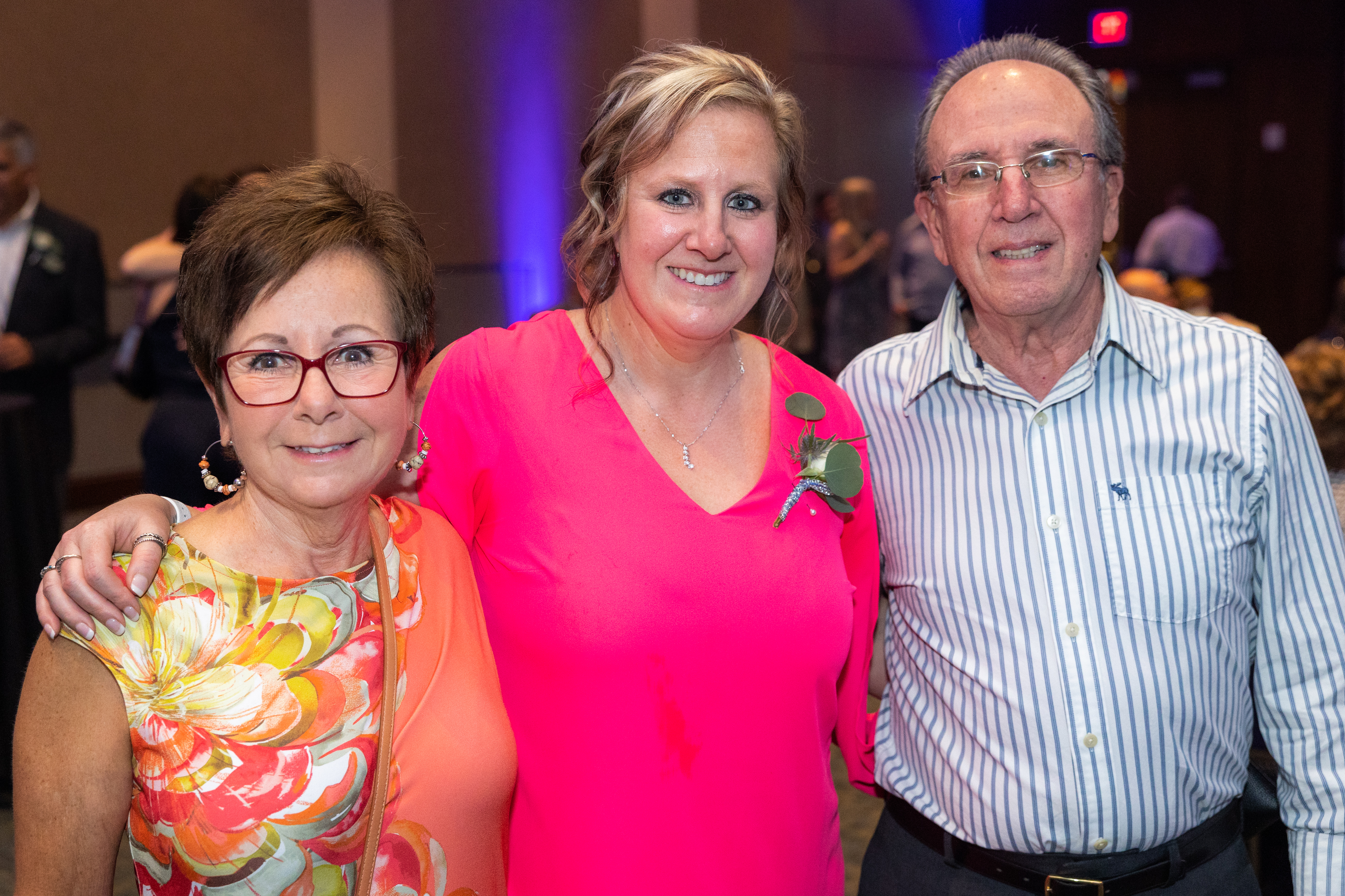 Finalist Sabrina Brizzolari, director of events for MassMutual Center and a Howdy Award winner, with her parents Barbara and Mario Brizzolari at the 25th annual Howdy Awards for Hospitality Excellence held at the MassMutual Center Monday evening, May 16, 2022. (Hoang ‘Leon’ Nguyen / The Republican)