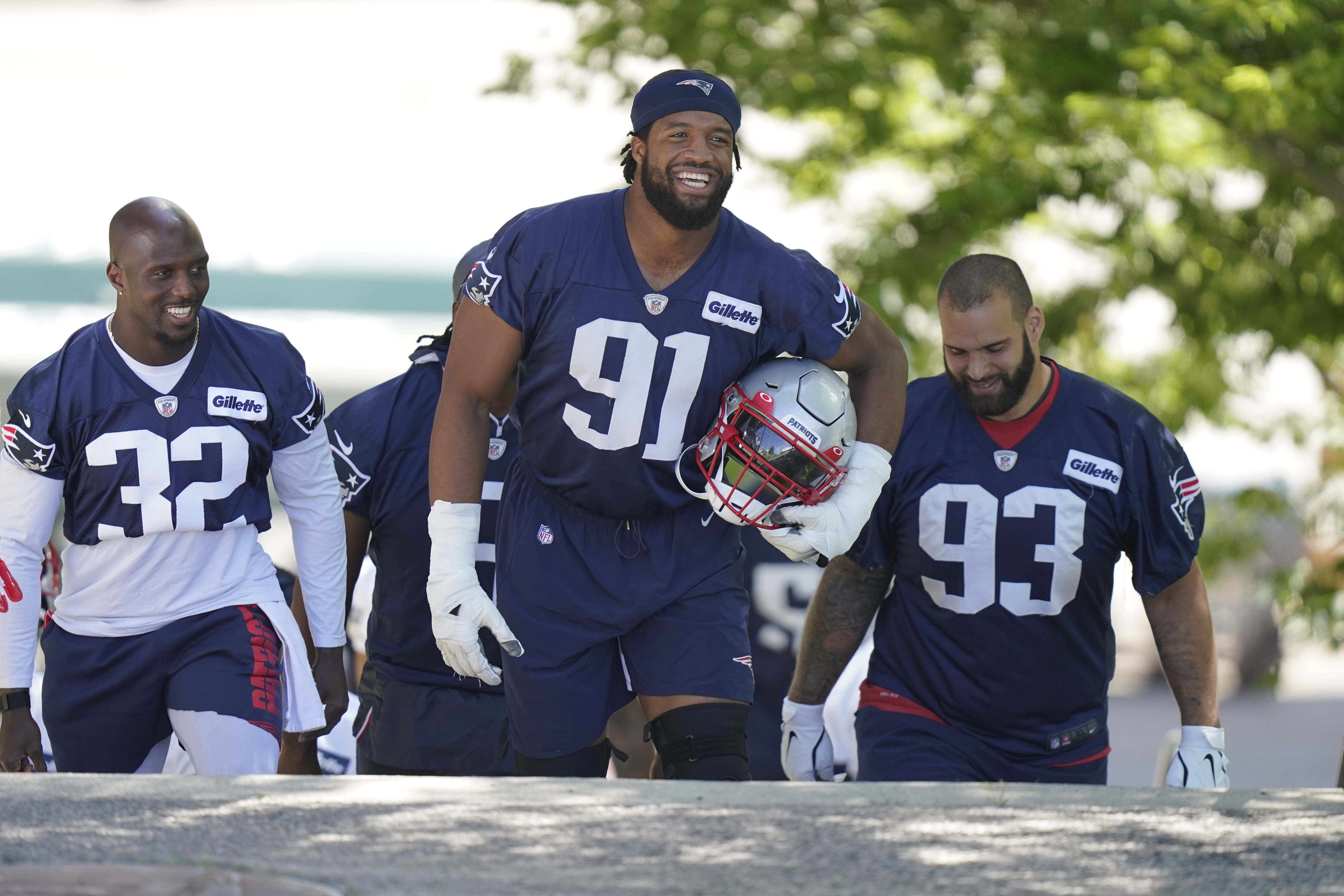 New England Patriots defensive lineman Deatrich Wise Jr. (91) during the  first half of an NFL football game against the Baltimore Ravens, Sunday,  Sep. 25, 2022, in Foxborough, Mass. (AP Photo/Stew Milne