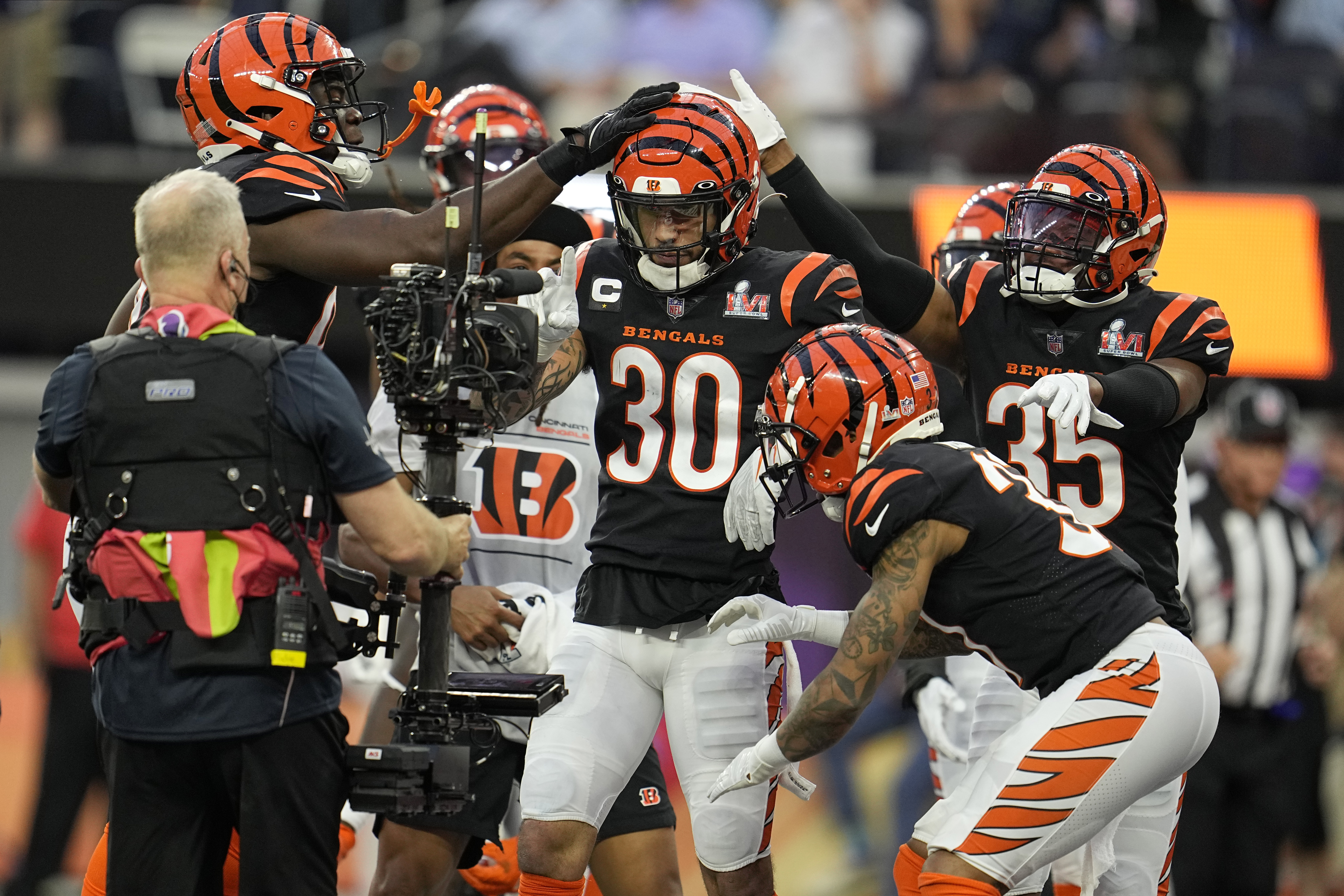 Super Bowl 2022: Who was the guy running onto field for a penalty during  Bengals' interception celebration? 