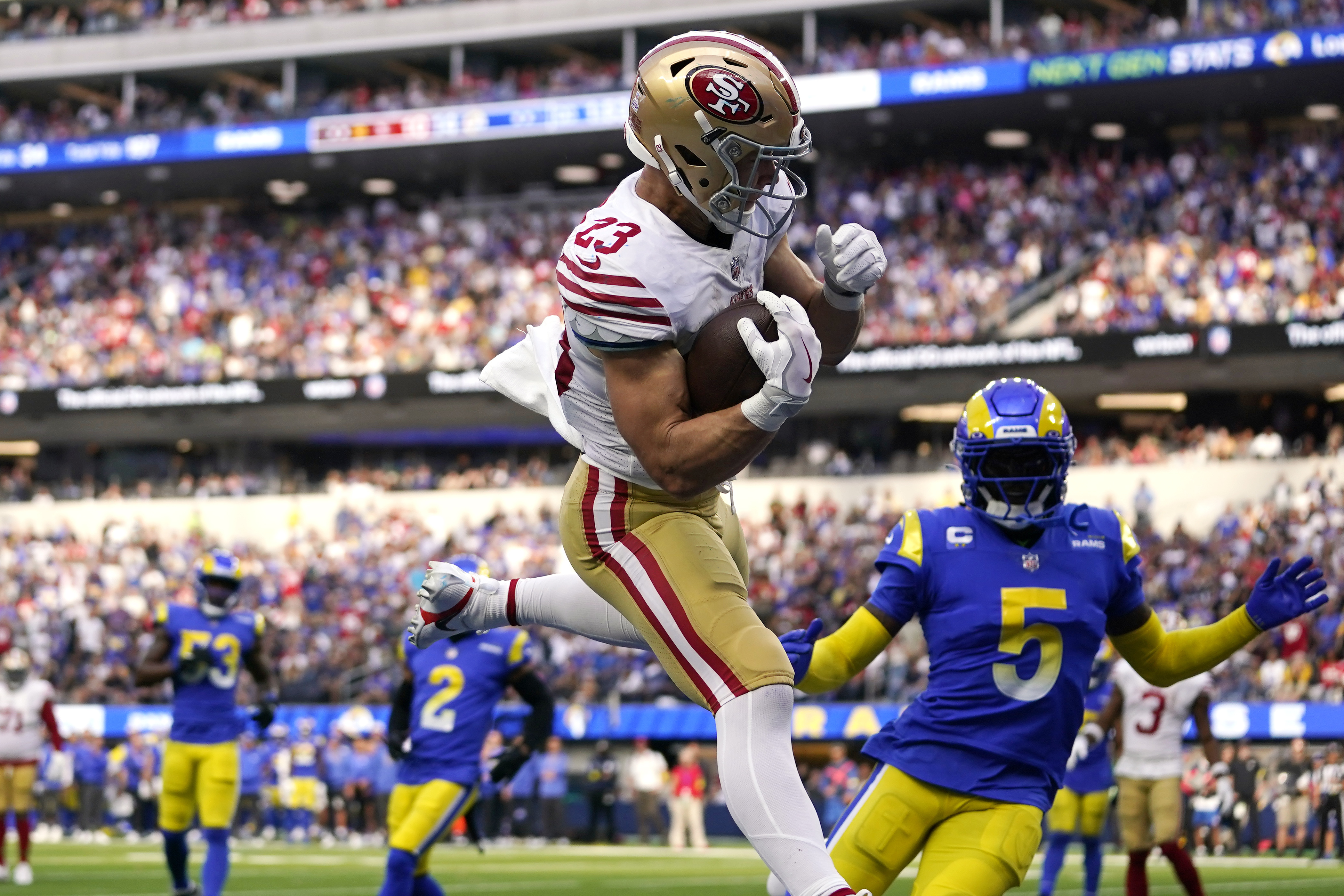 Christian McCaffrey throws, catches, rushes for touchdowns as San Francisco  49ers rout Rams 