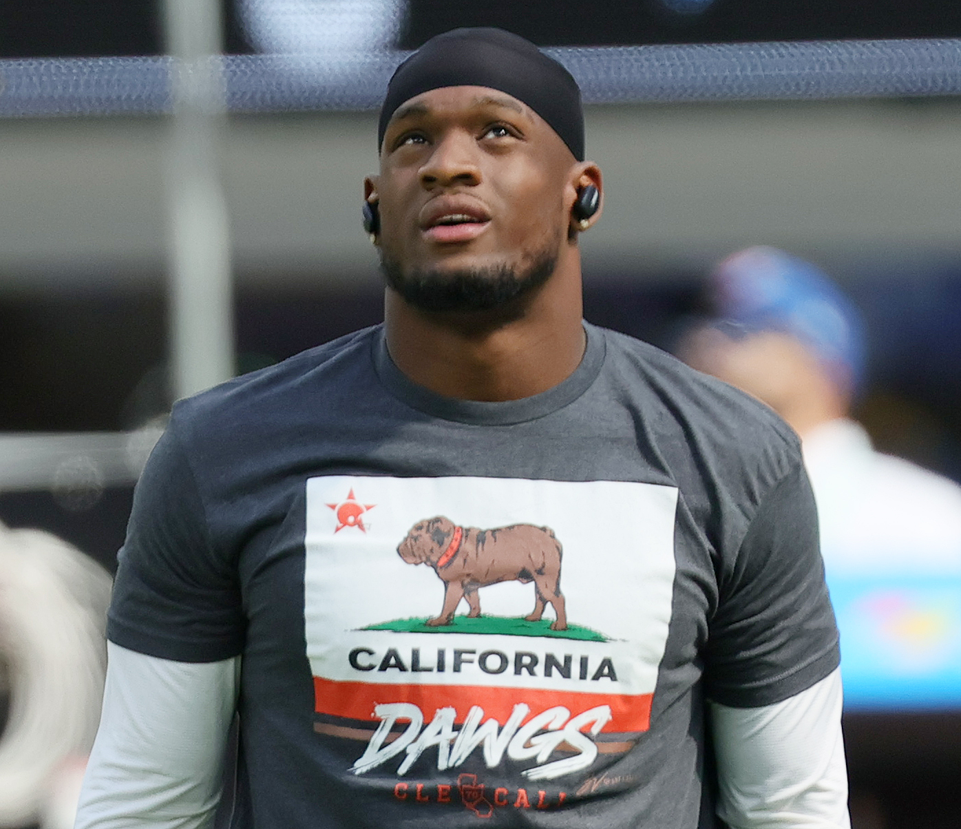 Cleveland Browns linebacker Mack Wilson is introduced before an