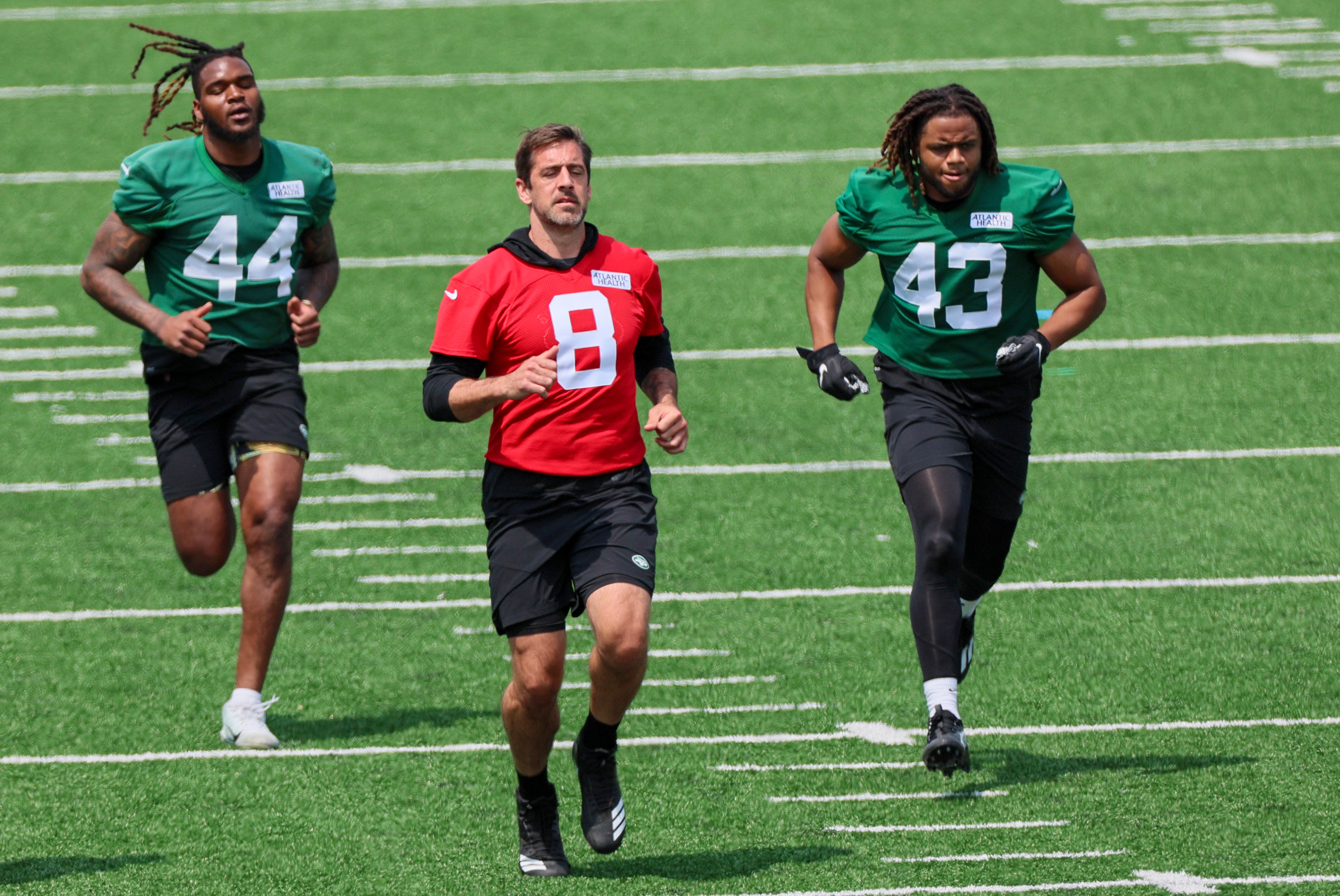 New York Jets linebacker Jamien Sherwood (44) runs against the