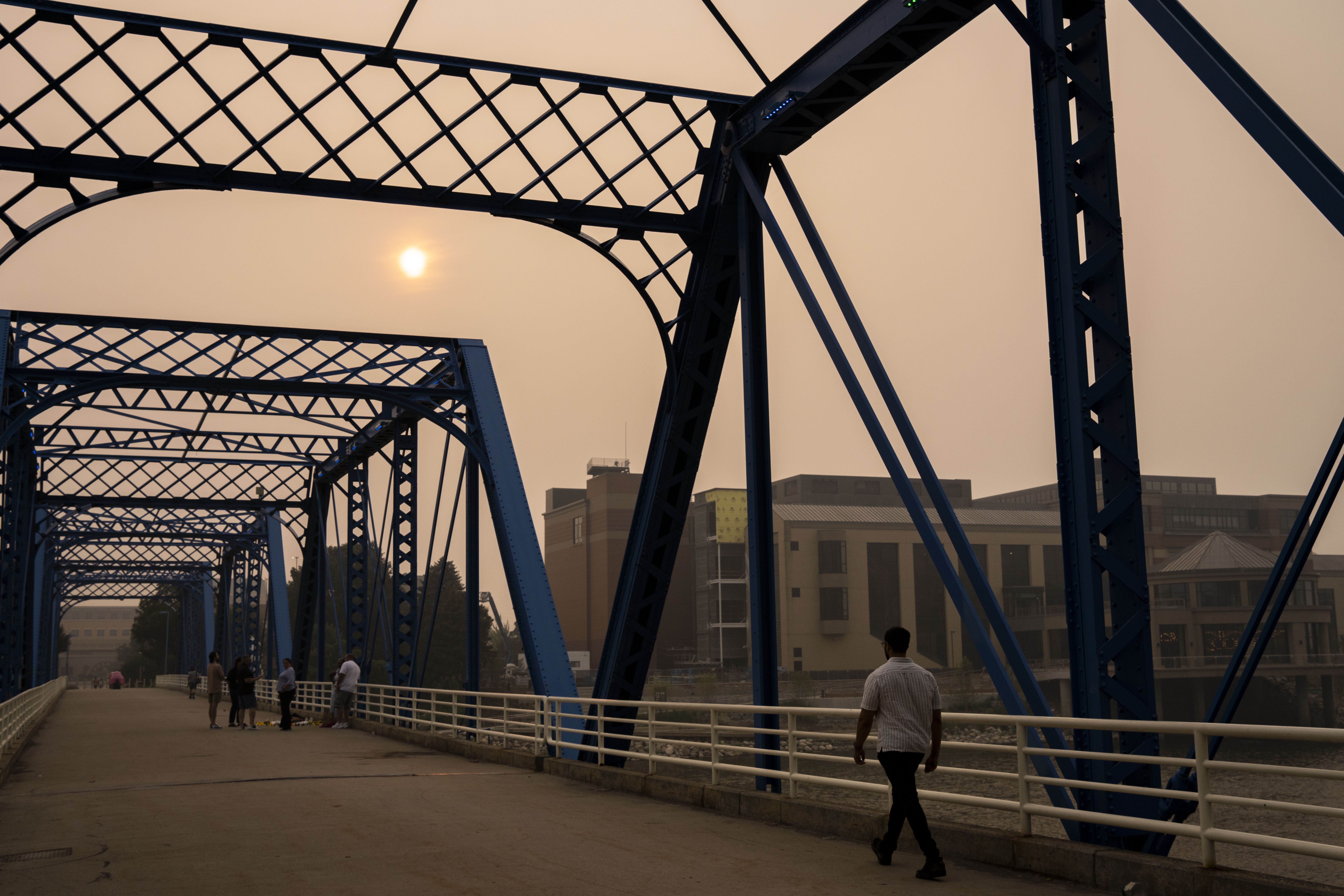 Hazy skies from Canadian wildfire smoke make for unique sunset