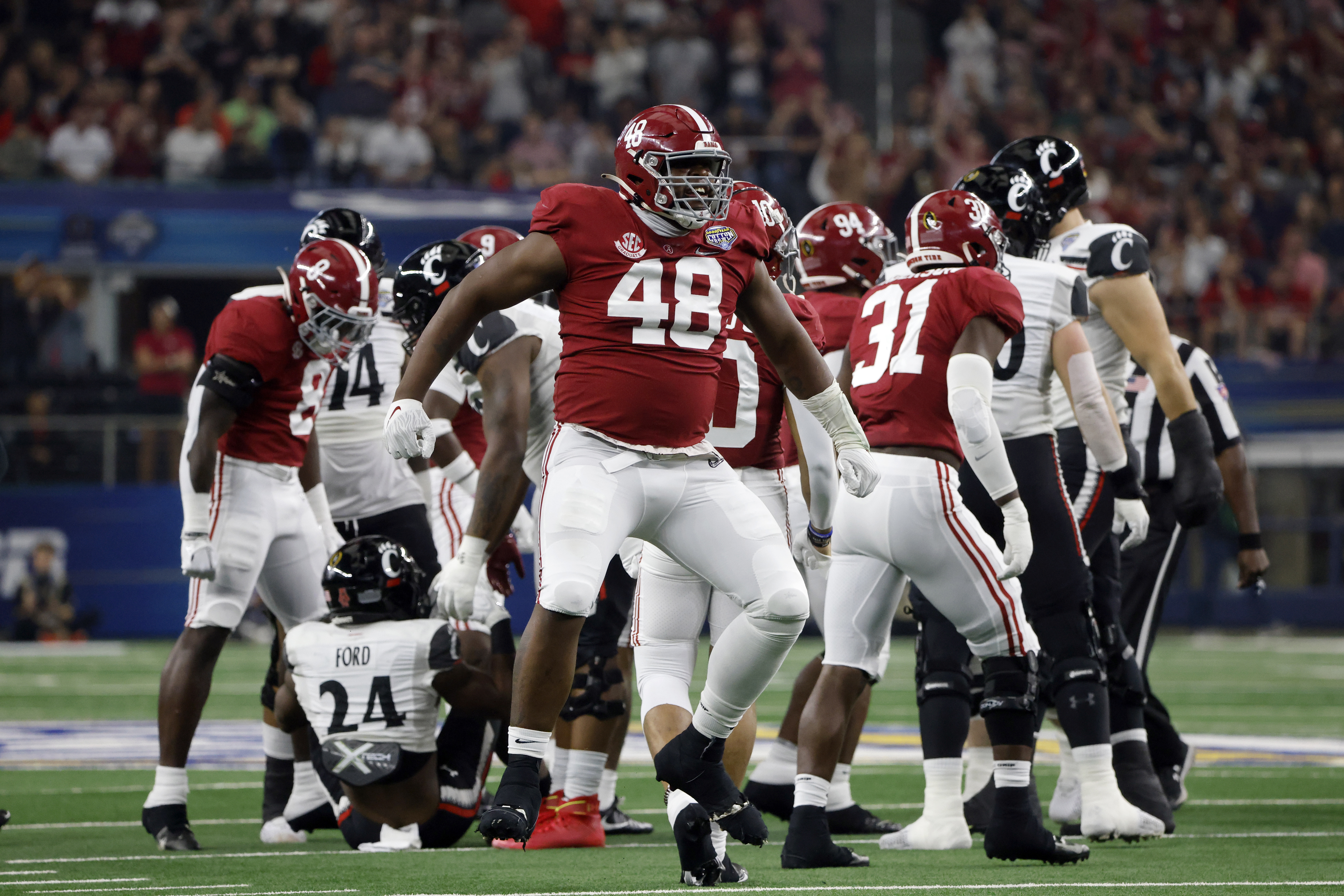 Alabama Crimson Tide running back Josh Jacobs (8) after scoring a touchdown  during the Capital One Orange Bowl NCAA College Football Playoff game  between Alabama and Oklahoma on Saturday December 29, 2018