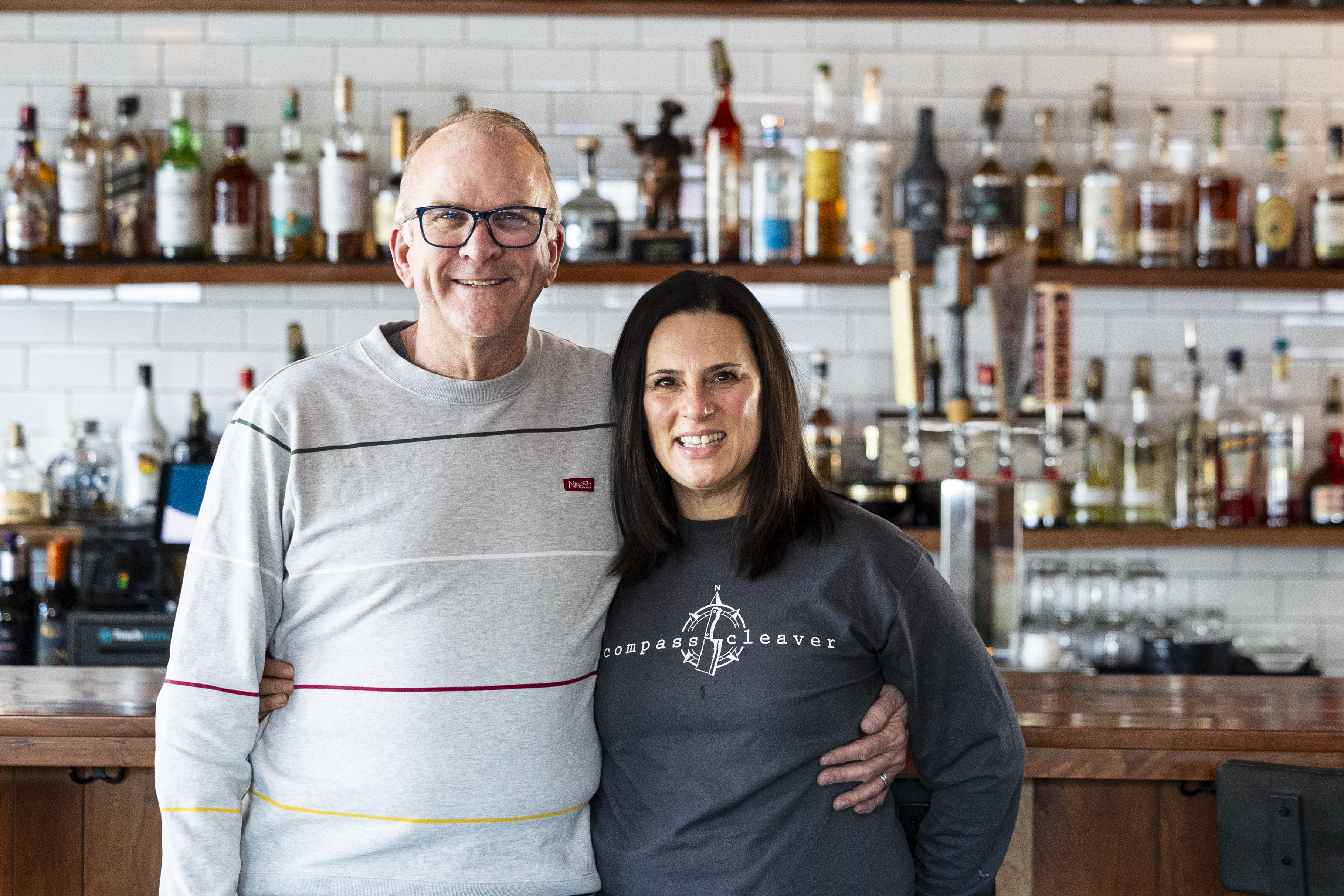 Compass and Cleaver owners Paul Sr. and Jennifer Dykstra pose for a portrait inside their new restaurant that is a collaboration of South Kitchen and Kitchen House at 12454 E D Ave. in Richland, Michigan. Jennifer is also the head chef of Compass and Cleaver.