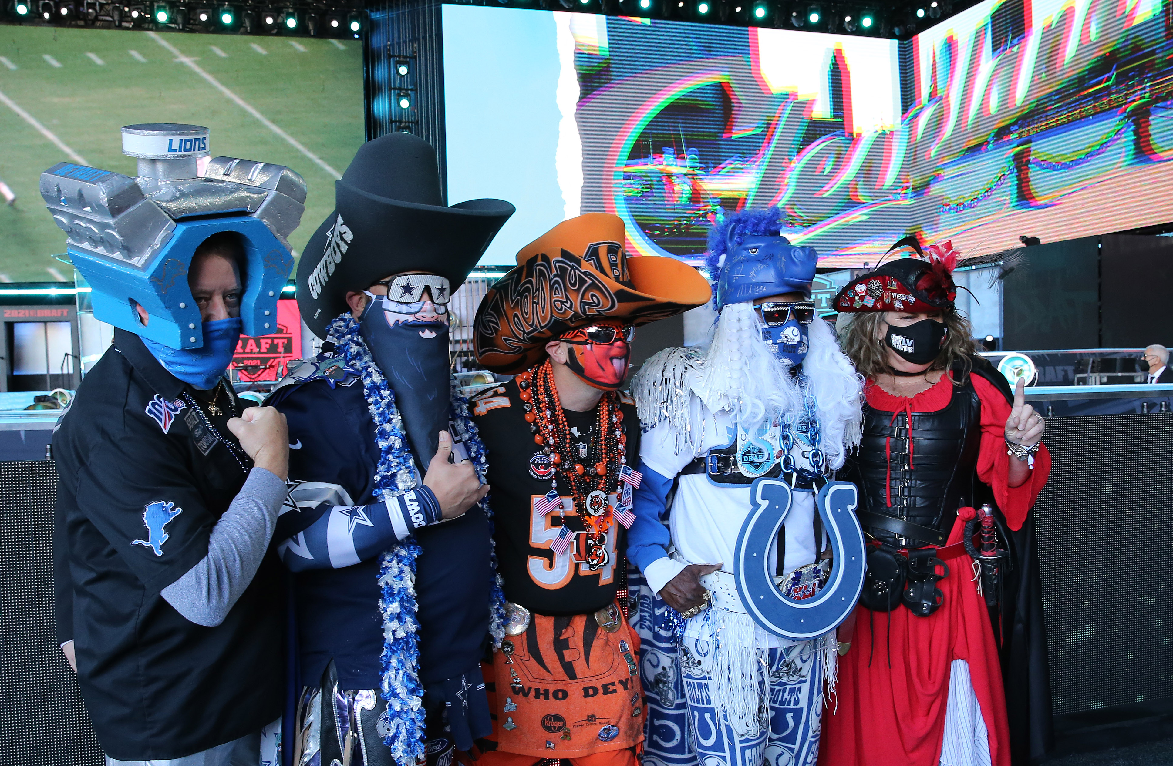 NFL jerseys and team costumes seen in downtown Cleveland during the 2021 NFL  Draft 