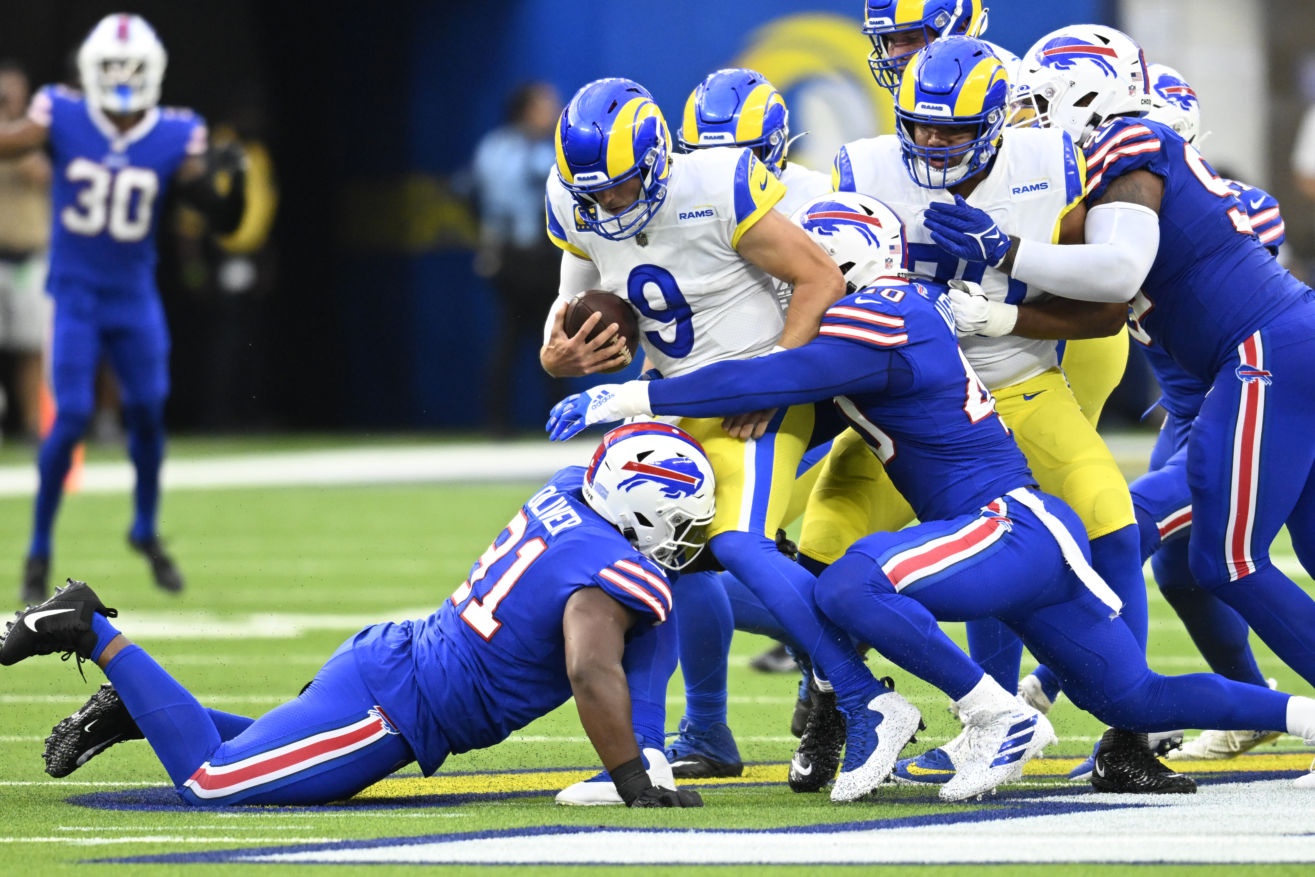 Buffalo Bills defensive tackle Ed Oliver (91) during the first half of an  NFL preseason footbal …