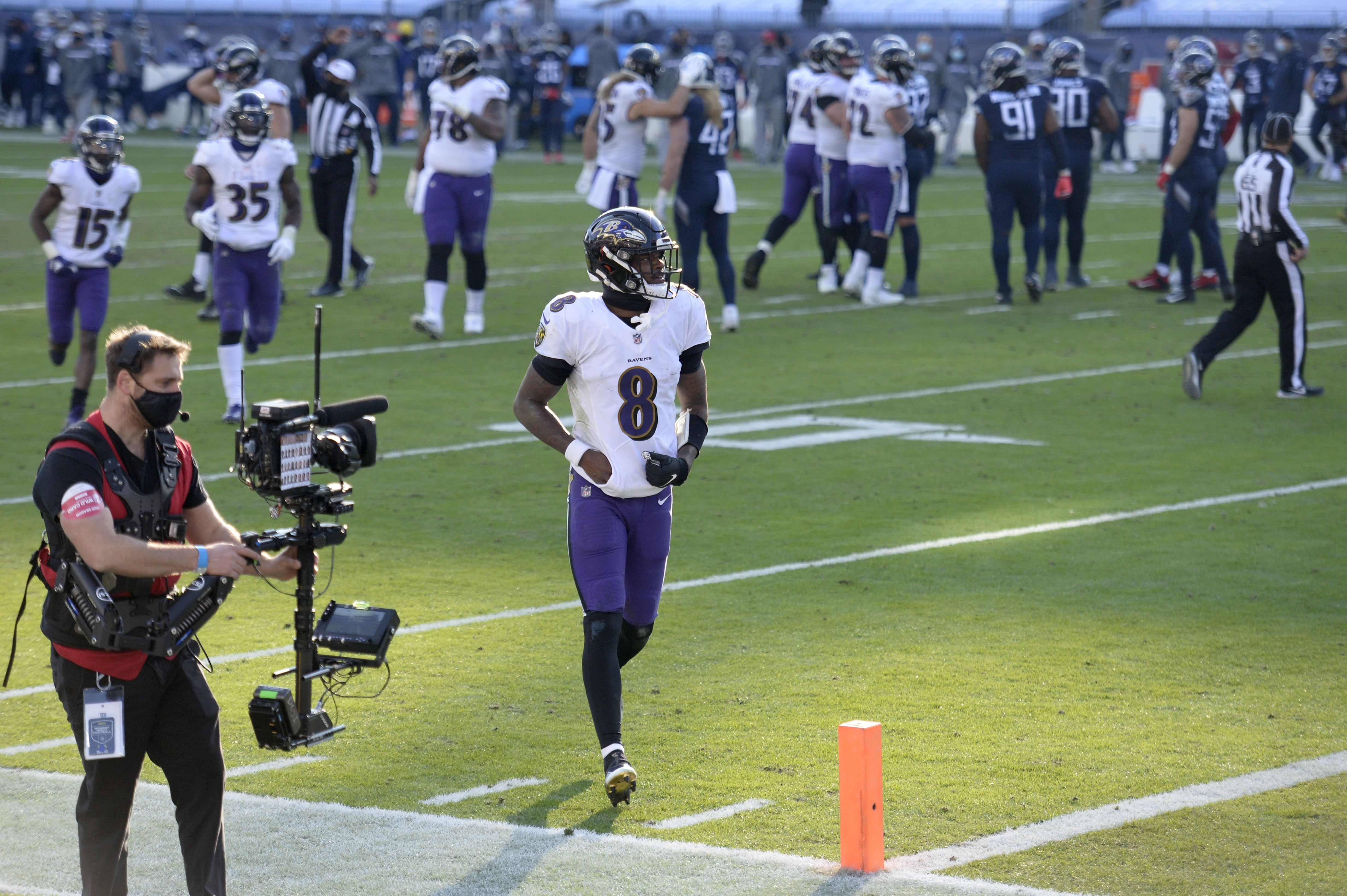 Lamar Jackson Baltimore Ravens v Tennessee Titans Playoffs 2021