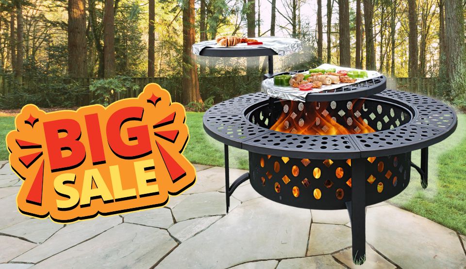 テーブル・チェア・ハンモック COMMA NINE LANDS Fire Place Table WOOD This outdoor fire pit table is $95 off and is one of the