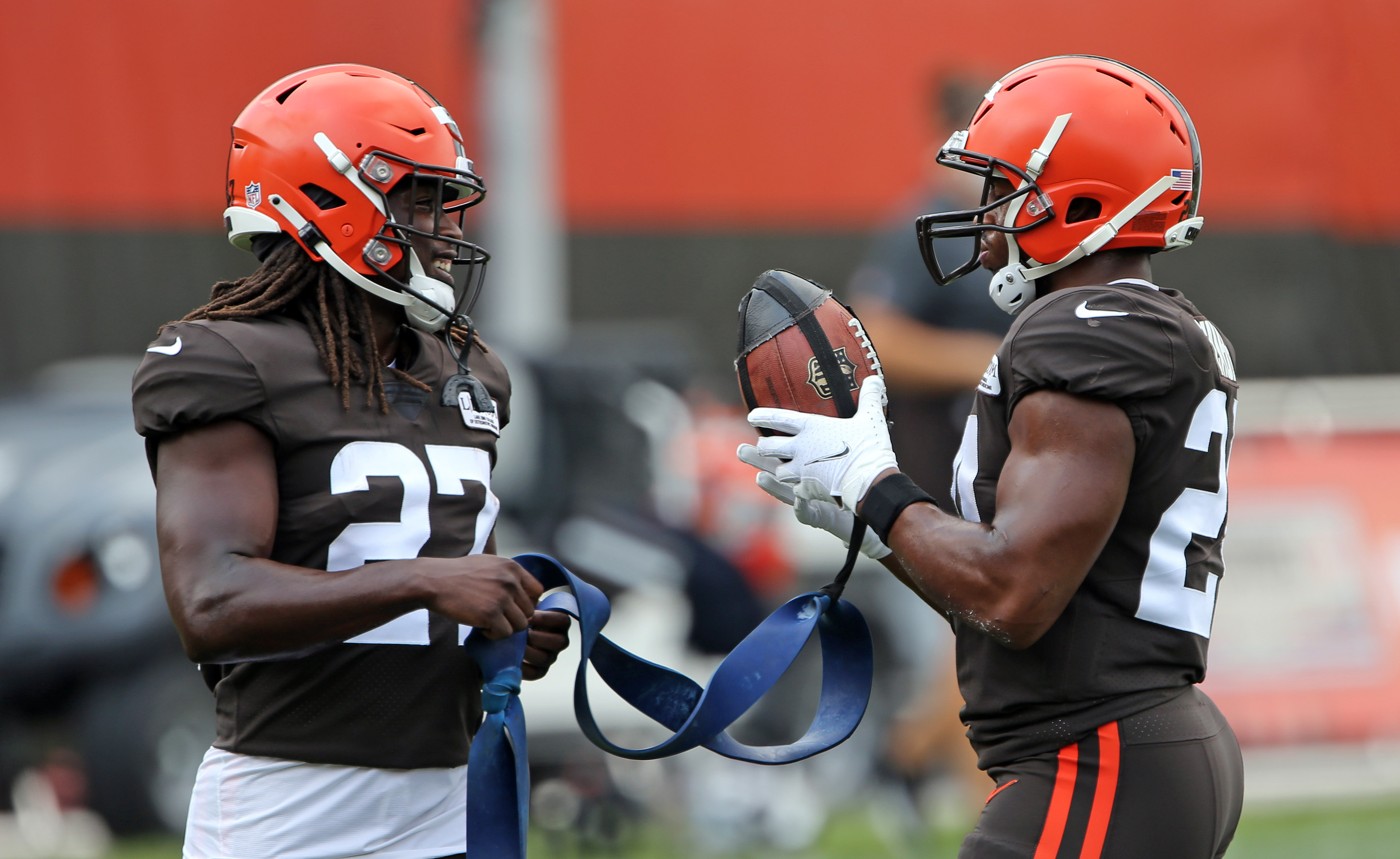 Ravens coach John Harbaugh is a big fan of Nick Chubb and Kareem Hunt