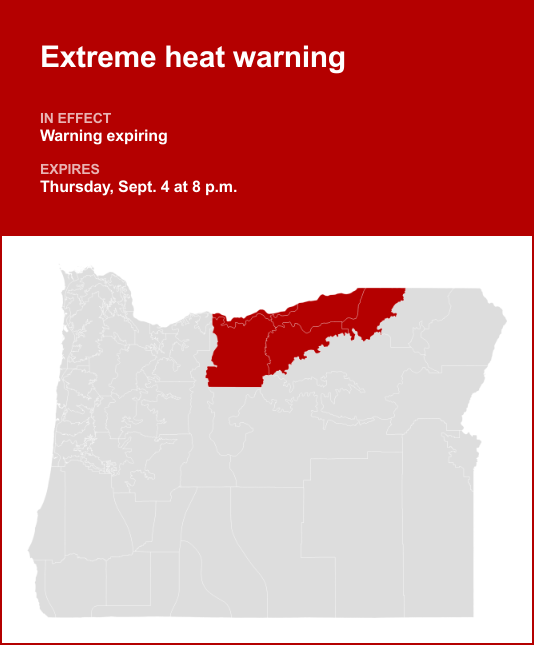 Update: Extreme heat warning for Oregon predicted to expire at 8