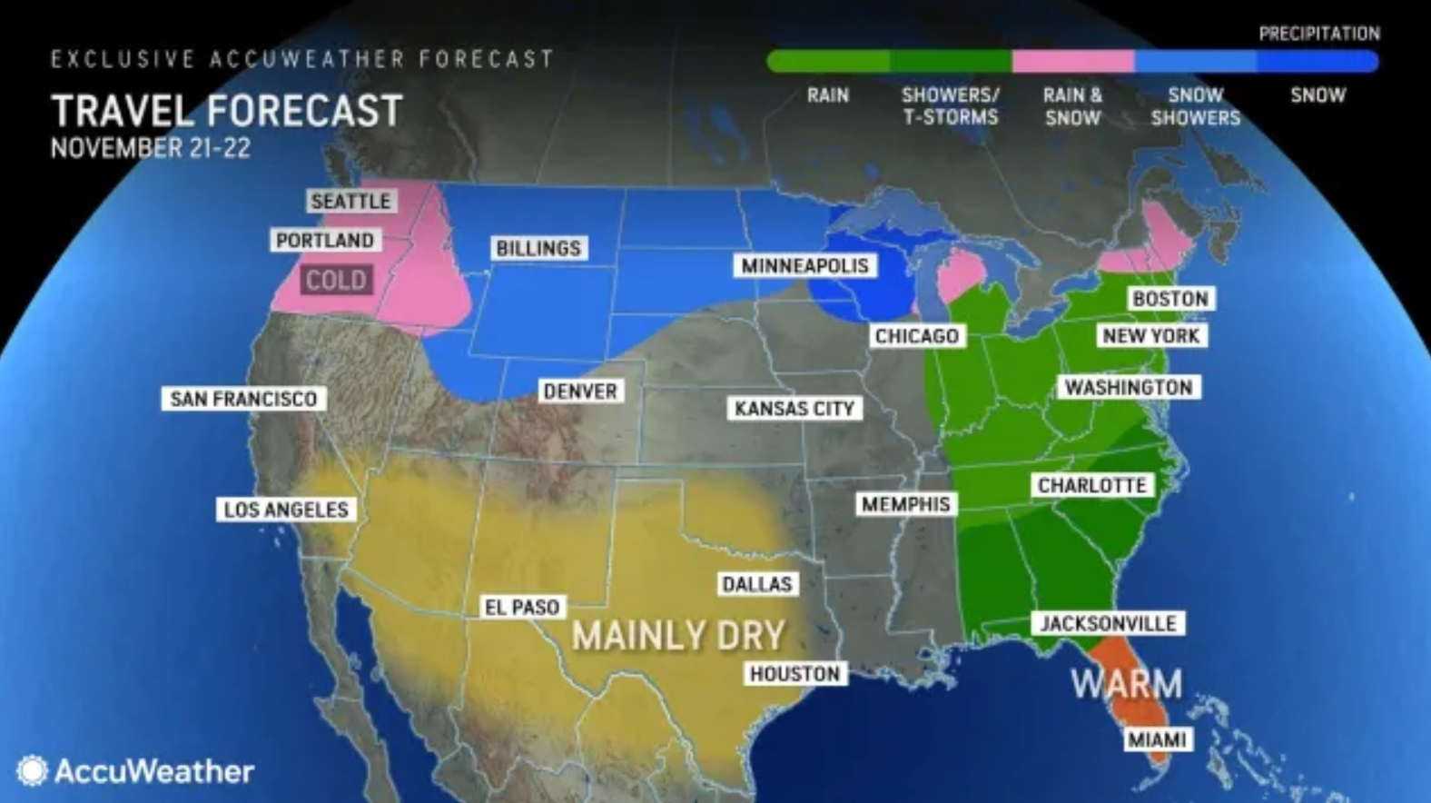 The early travel forecast for Thanksgiving includes two potential storm threats