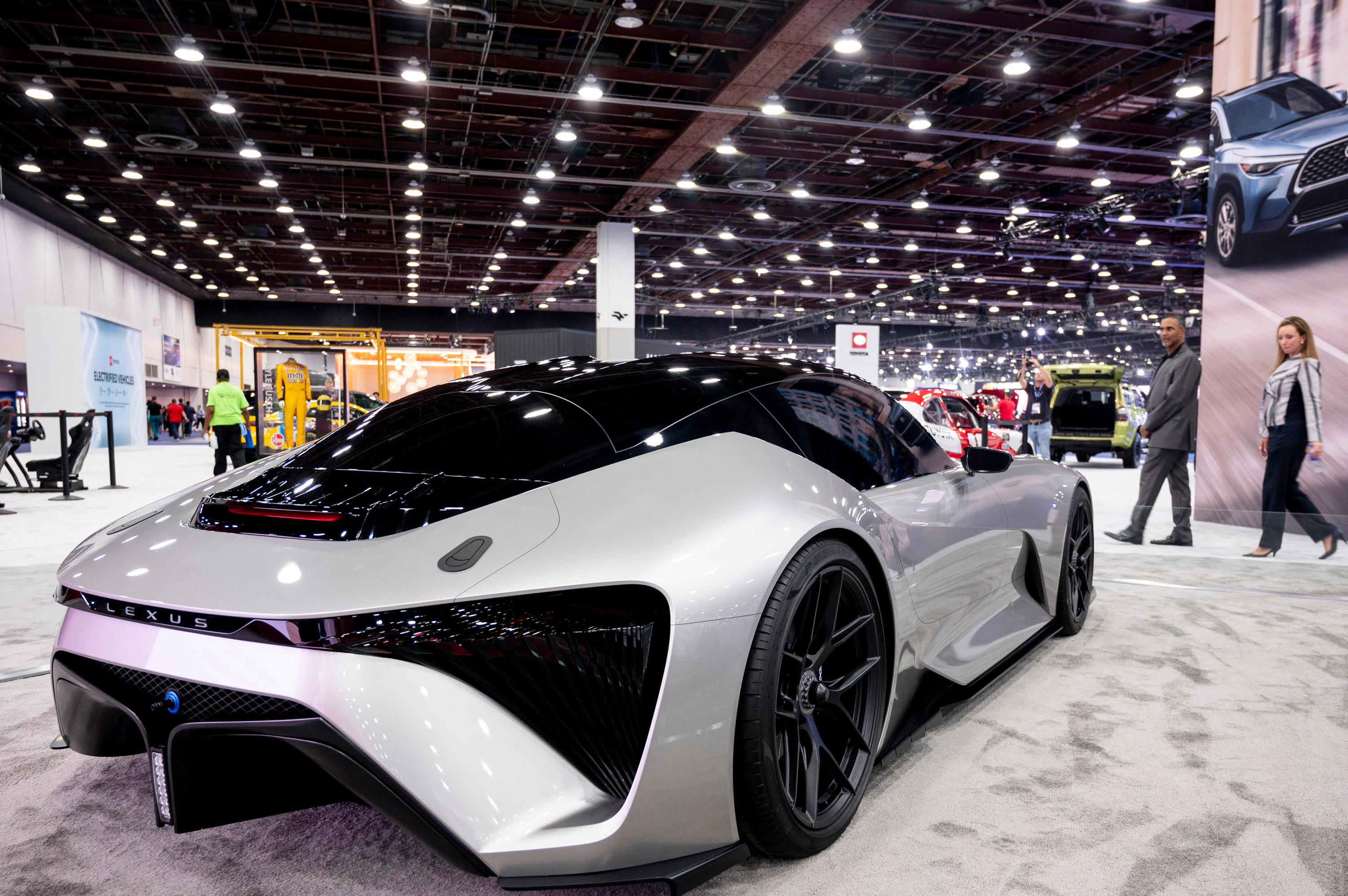 A Lexus electric concept inspired by the LFA on display during the 2022 North American International Auto Show at Huntington Place in Detroit on Wednesday, Sept. 14 2022.