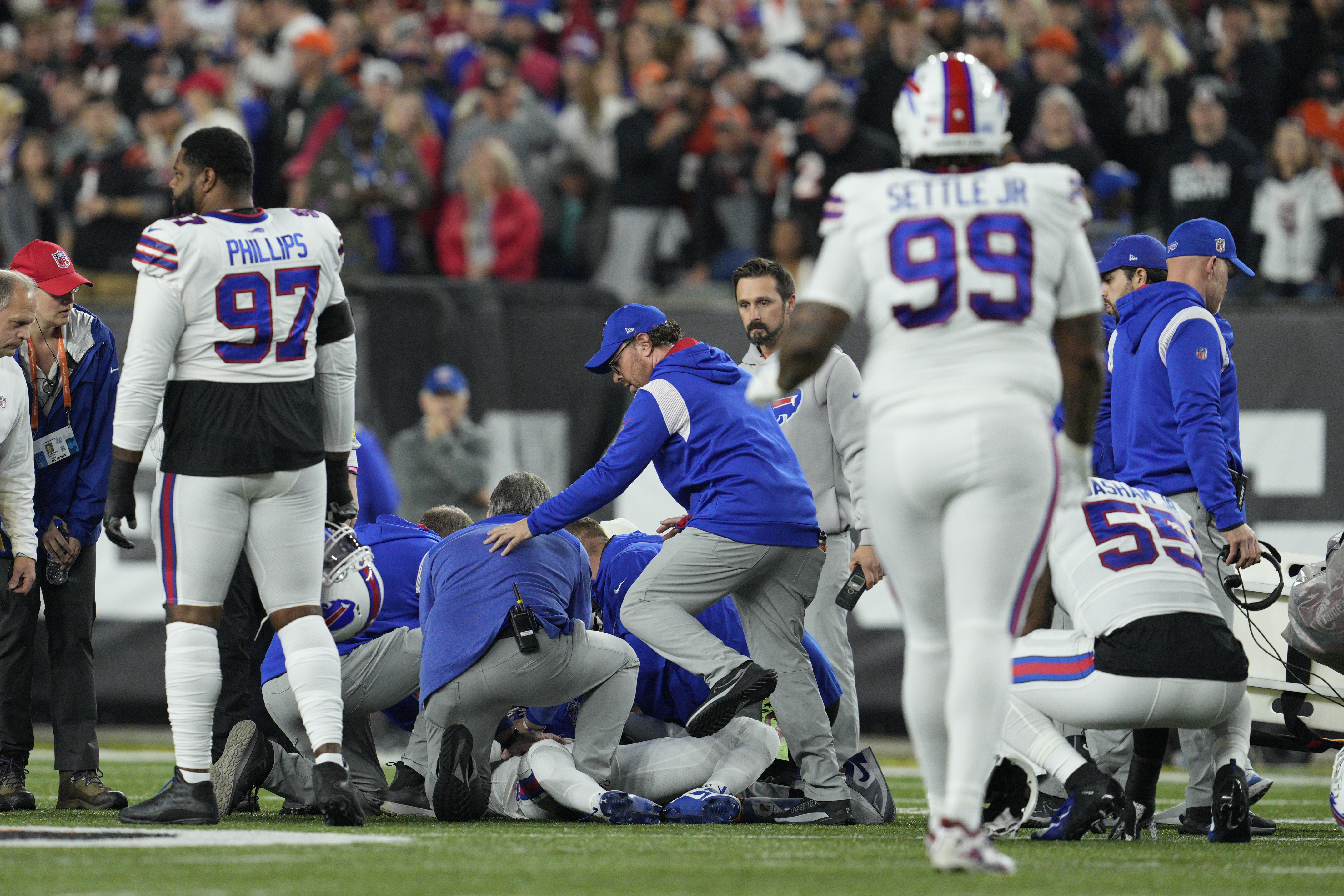 Photos from the field after collapse of Buffalo Bills' Damar