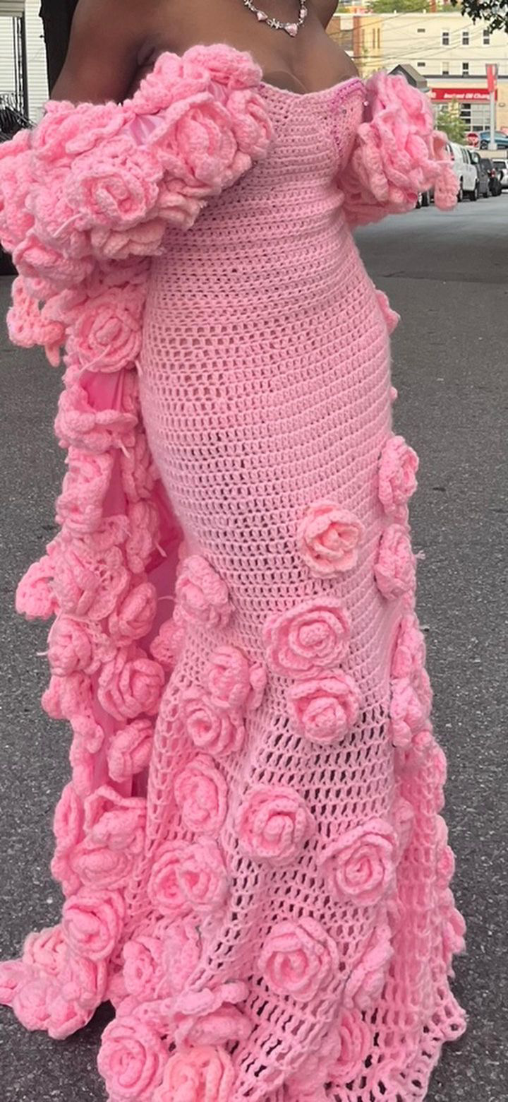 prom dress crochet couture Butterfly dress, couture dress, couture dress, sample In the “ Raised in the south” collection The Frolic exclusive crochet long