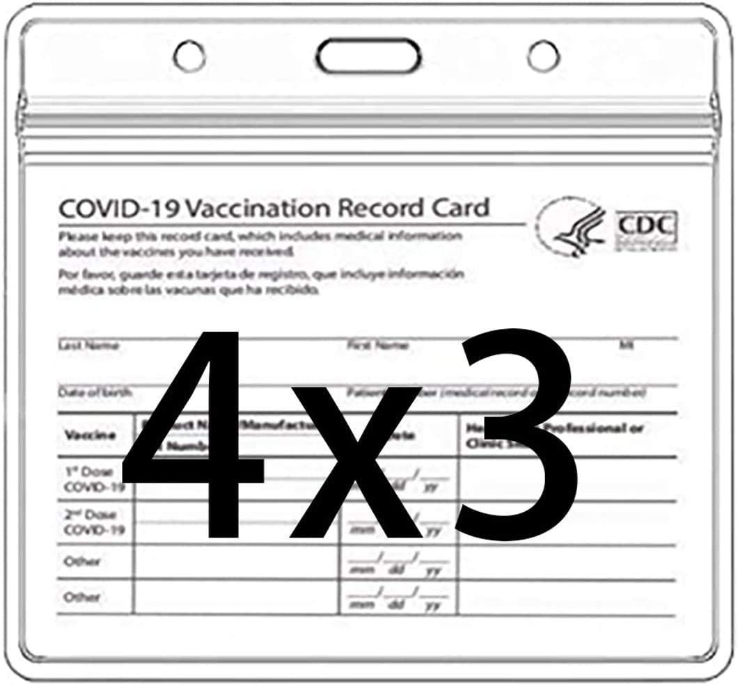 CDC Vaccination Card Protector 4X3 Inches Color Horizontal One Touch Card Sleeve Cover Immunization Record Vaccine Hard Card Holder with Lanyard for Name Tag Badge Specialist ID 
