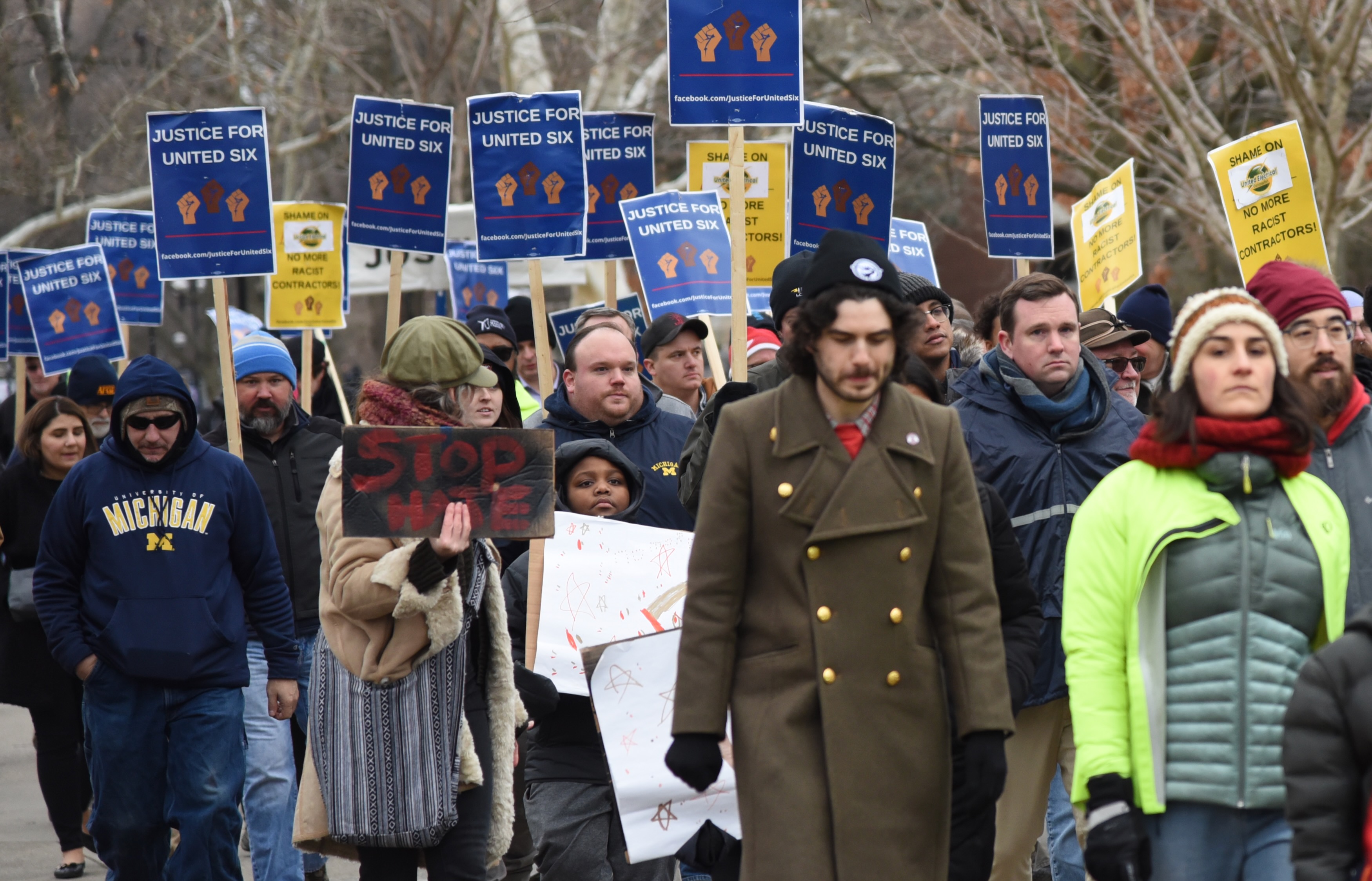 Protesteers Against Mlk Anti-racism demonstration on Martin Luther King Jr. Day in downtown Ann ...