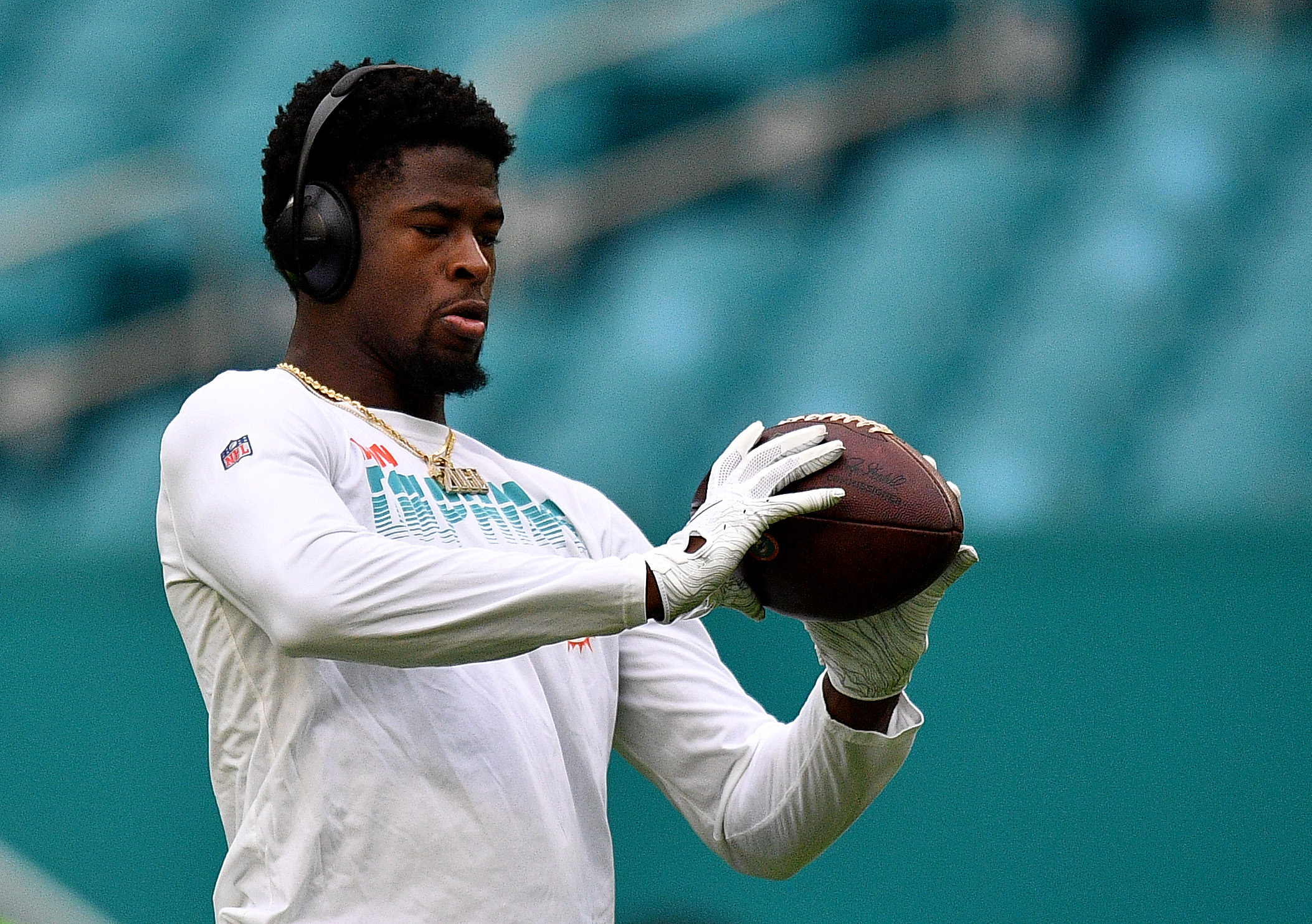 Isaiah Ford of the Miami Dolphins carries the ball during an NFL game  News Photo - Getty Images