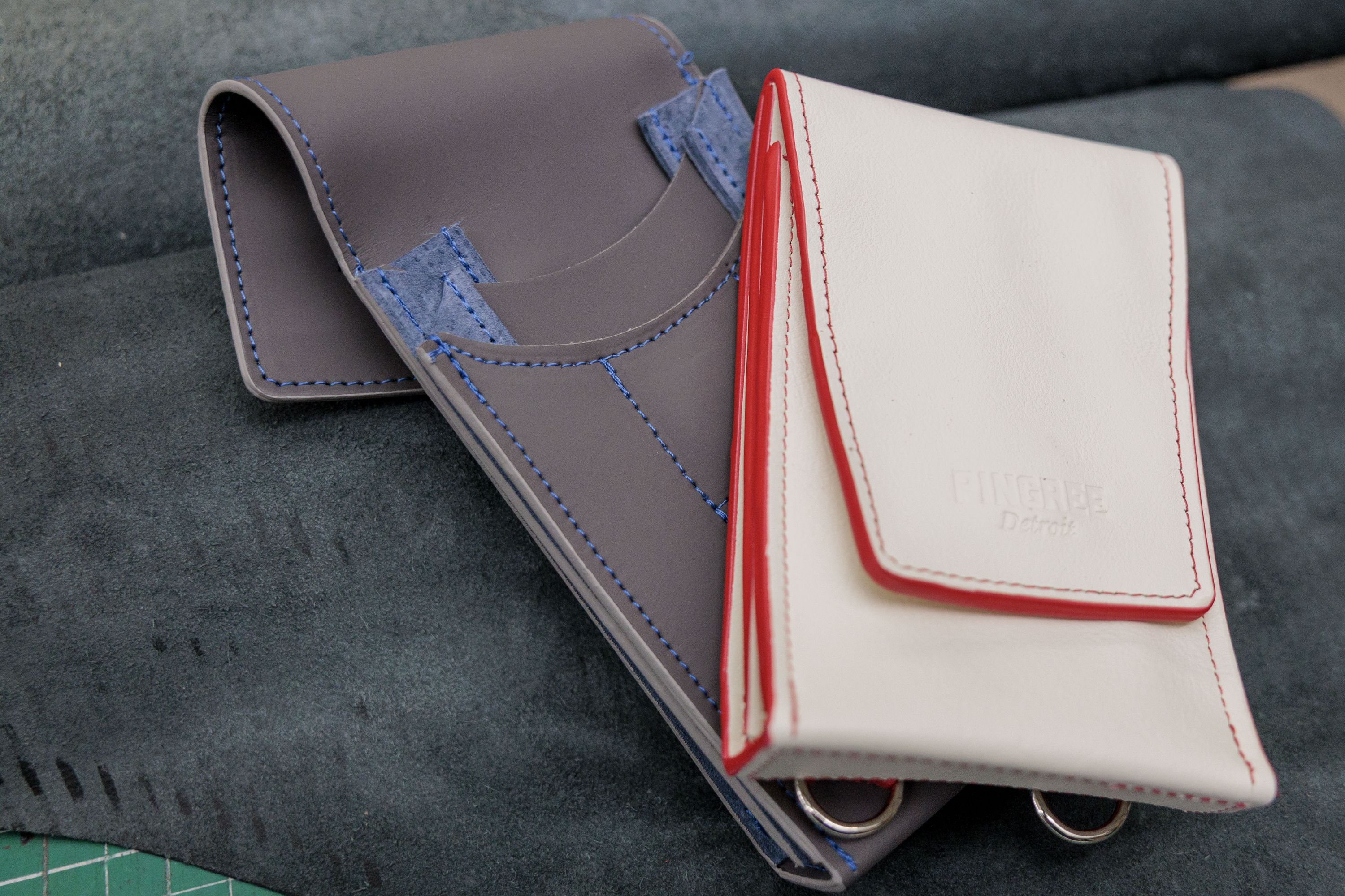 Detroit sports-themed variants of the Motown Venue Bag at Pingree Detroit, 15707 Livernois in Detroit on Monday, Oct. 6 2025.