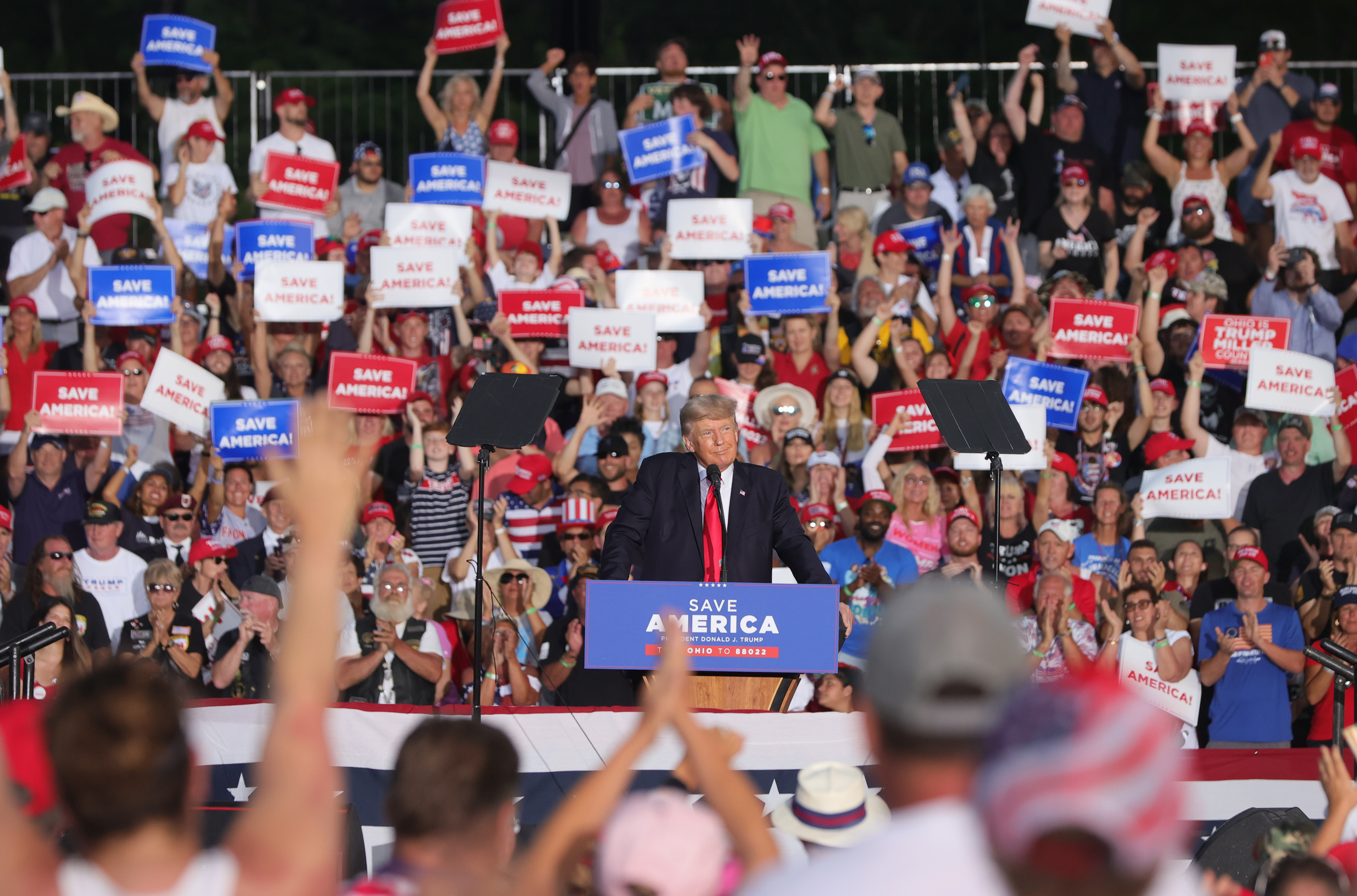 President Donald Trump holds first rally since leaving office at the ...