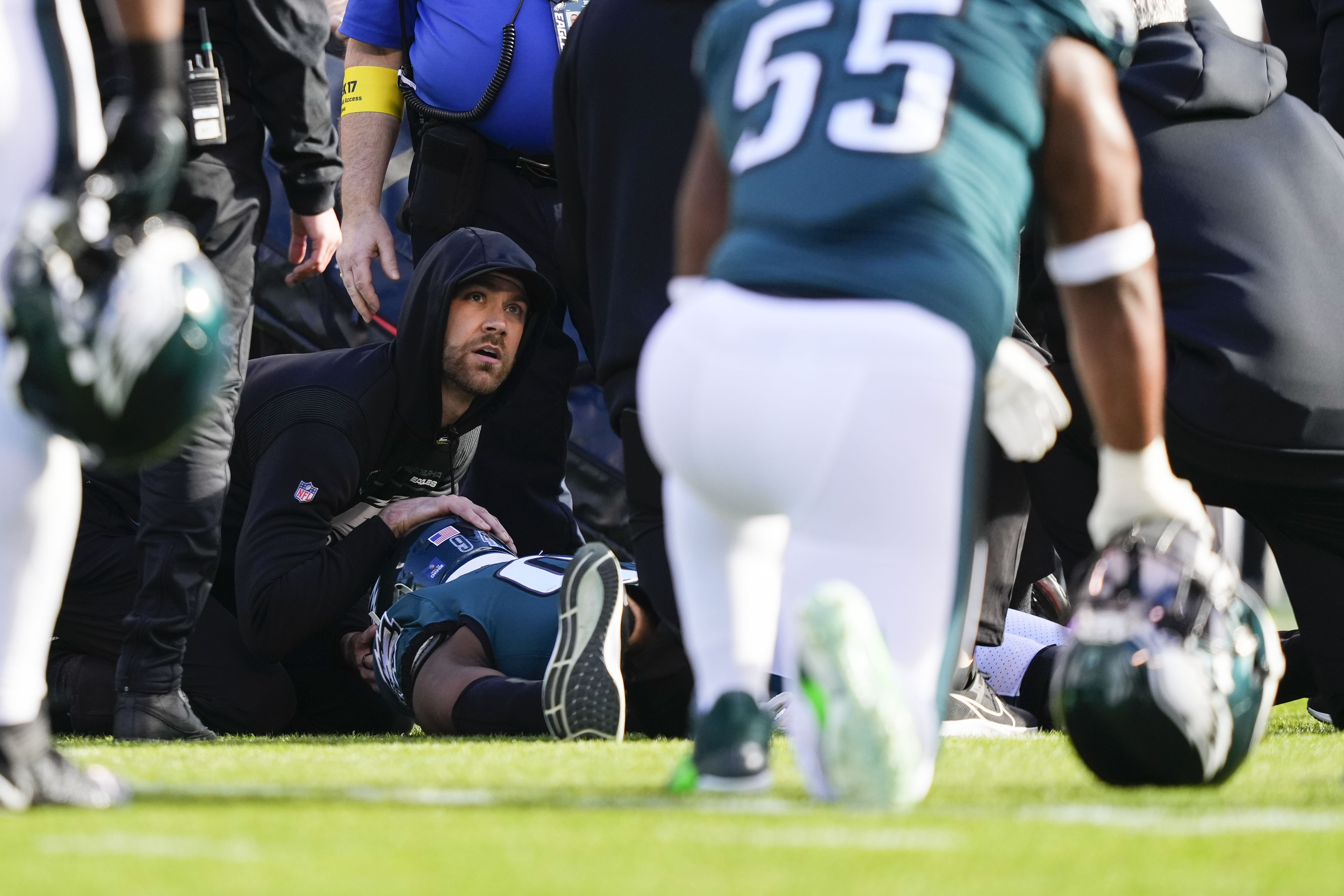 UPDATE: Eagles' Josh Sweat carted off field after scary tackle vs. Saints,  but has movement in all extremities 