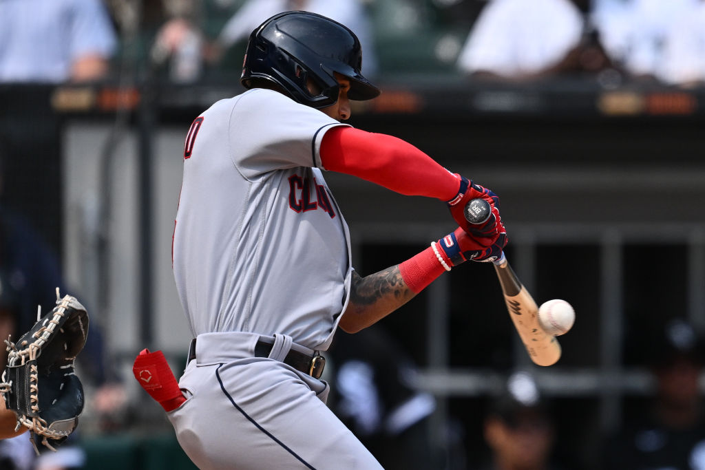 Jake Marisnick of the Chicago White Sox bats against the Cleveland