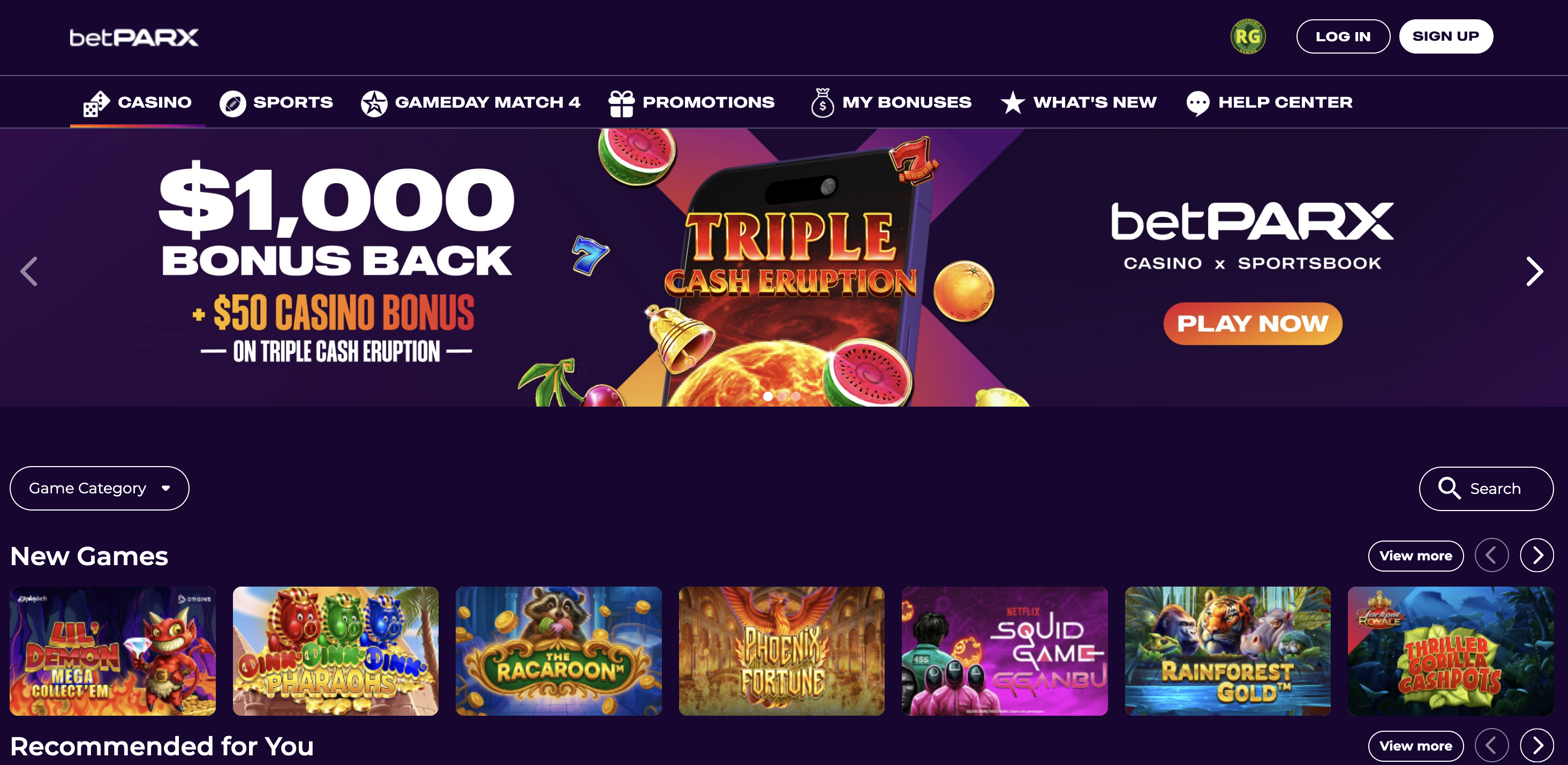 Interface de l application Instant Casino