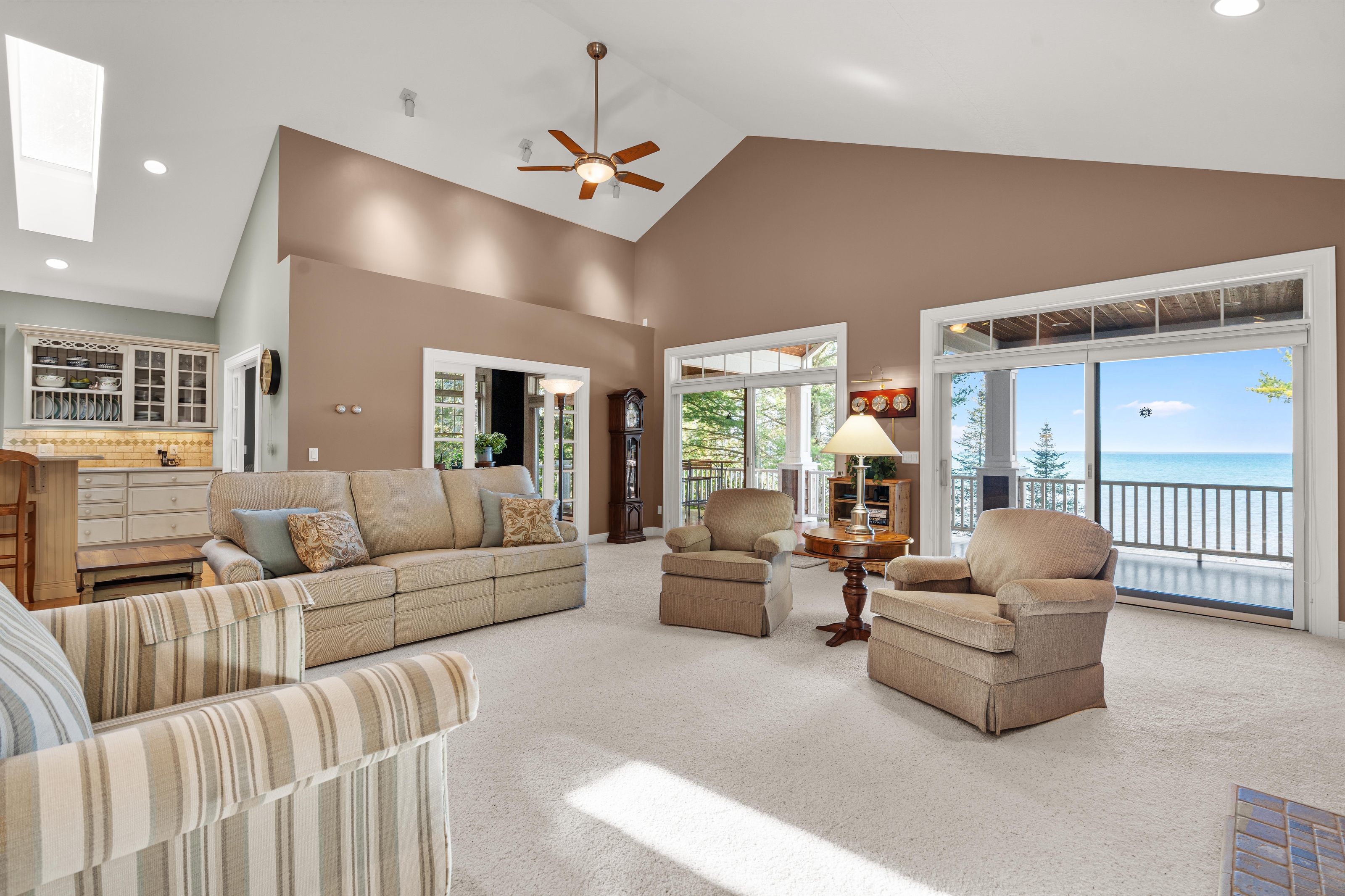 Interior photographs of 4093 Lake Shore Drive in Charlevoix, this gem is listed at $2,099,900 through Berkshire Hathaway HomeServices Michigan Real Estate – Traverse City and The Crane Group with associate broker Johnny Crane and his brother, co-listing agent Matt Crane.