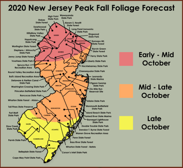 Foliage Map 2020 Nj Here's When To See Peak Fall Foliage In N.j., Although Colors Won't Be As  Vibrant This Year - Nj.com