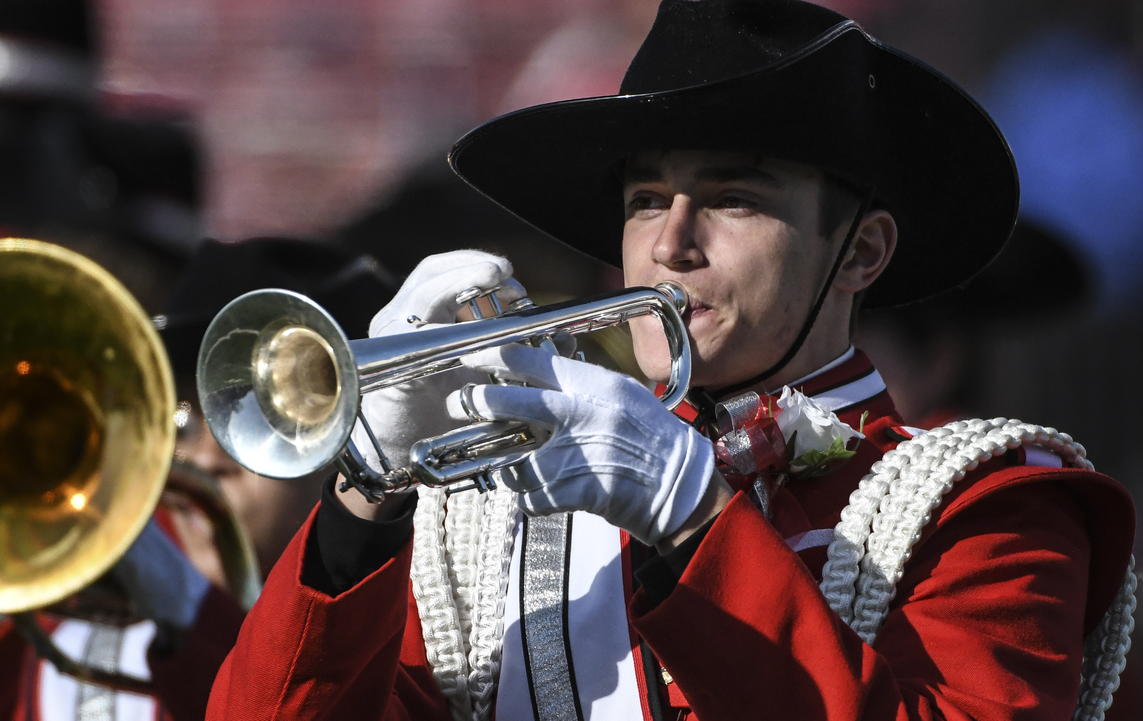 Marching bands perform at halftime of 2022 Easton-P'burg Thanksgiving  football game 