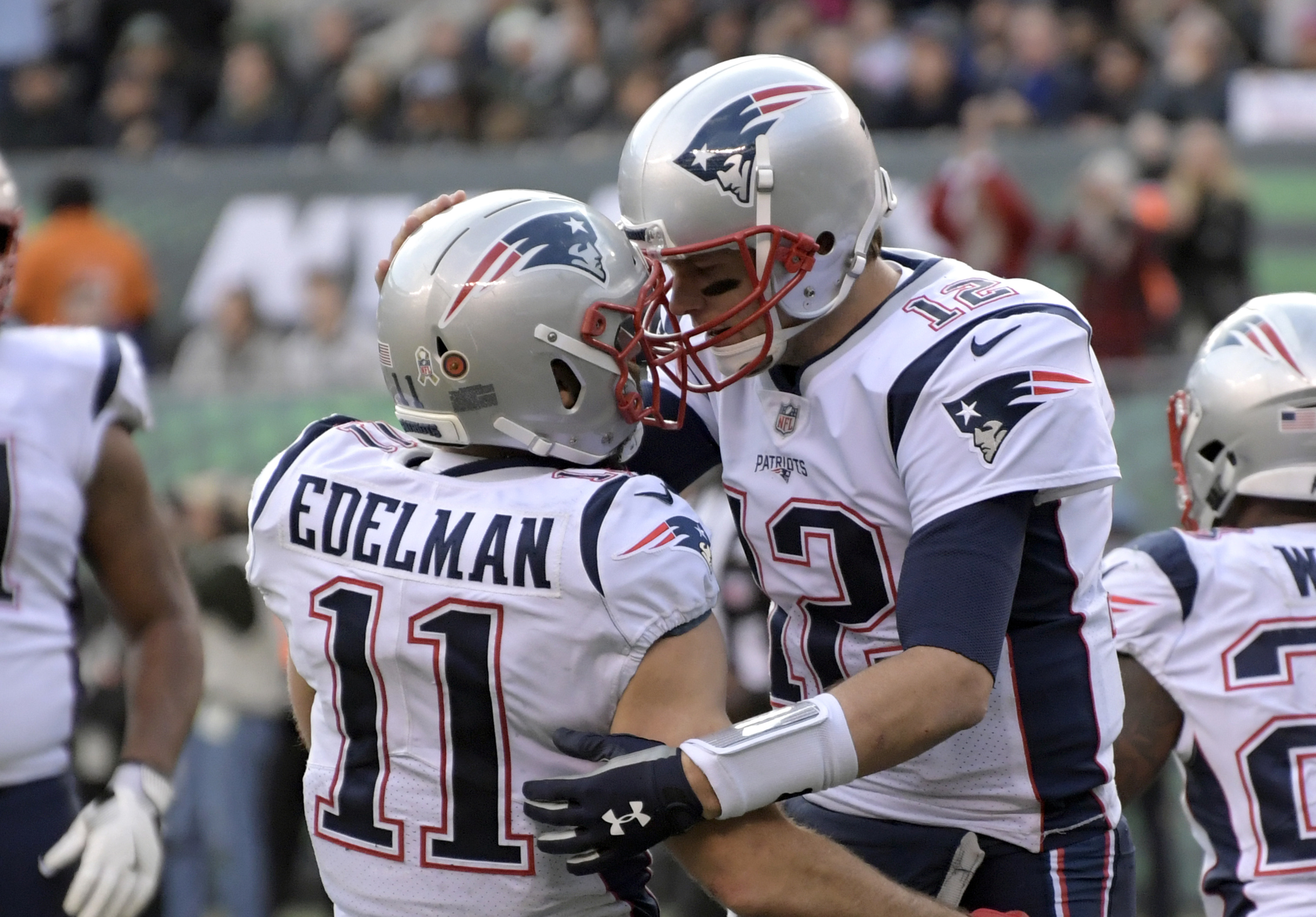 Tom Brady Sports Patriots Gear With Rob Gronkowski, Julian Edelman